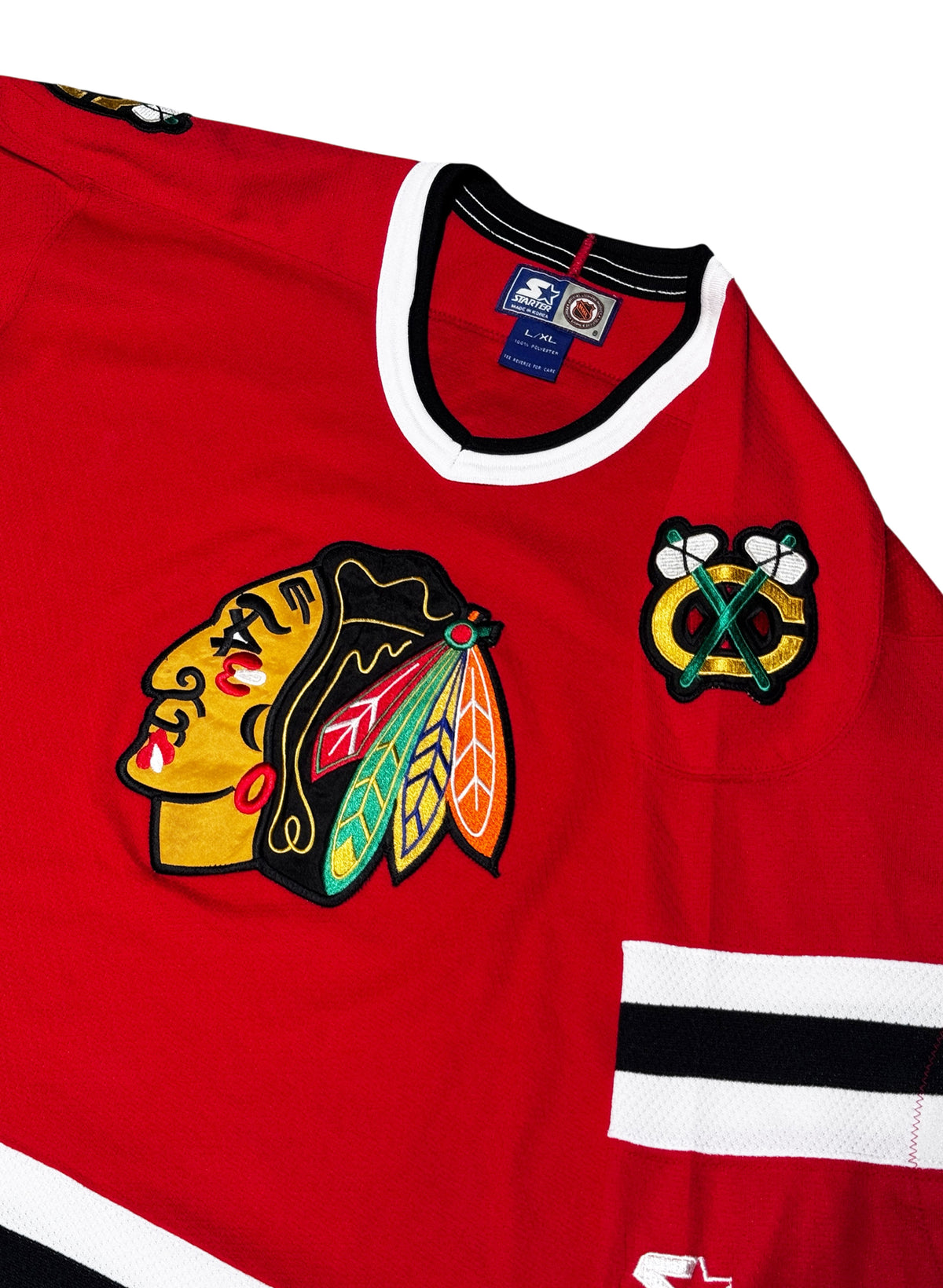 (SUP-820) STARTER NHL CHICAGO BLACKHAWKS MESH HOCKEY SHIRT - L/XL