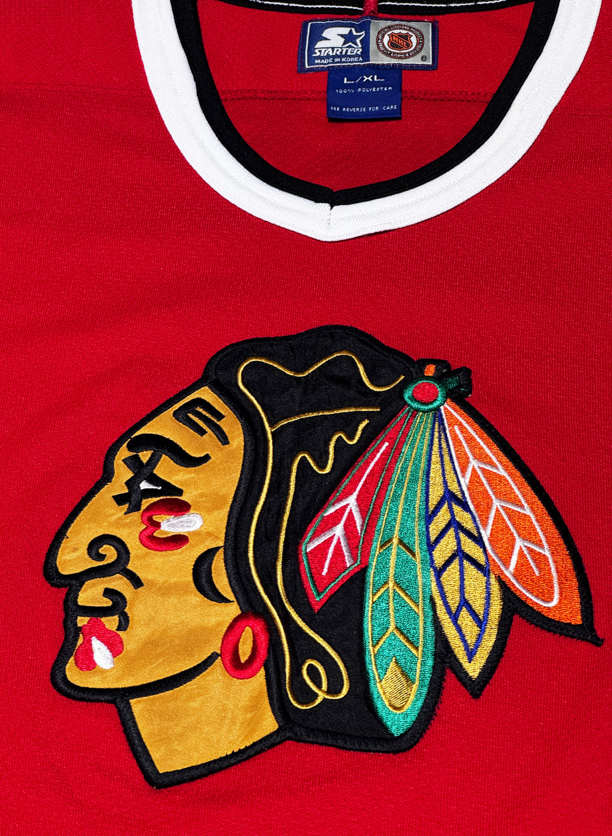(SUP-820) STARTER NHL CHICAGO BLACKHAWKS MESH HOCKEY SHIRT - L/XL