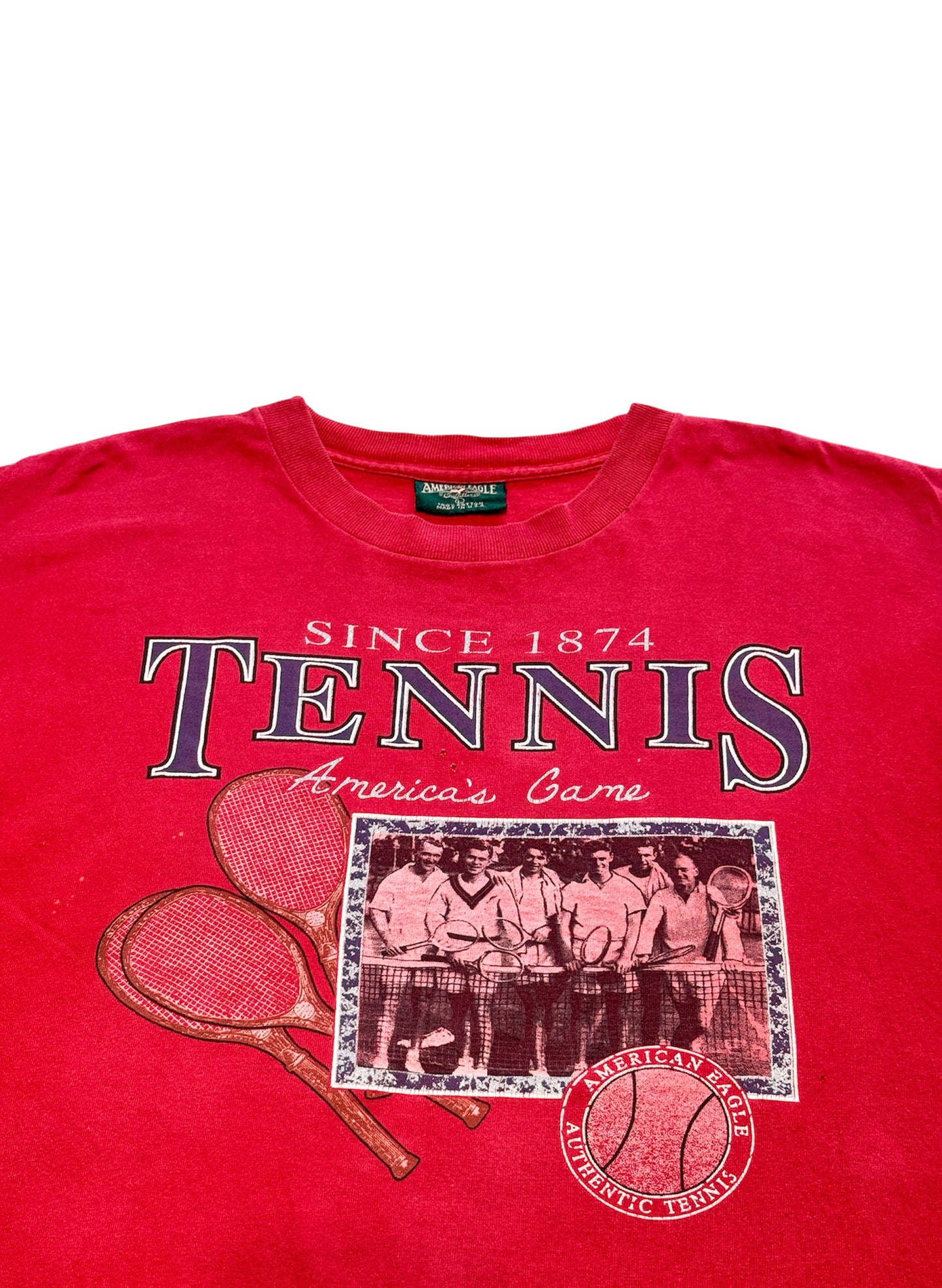 (SUP-399) 90's AMERICAN EAGLE "TENNIS" TEE - MADE IN U.S.A.  (L)