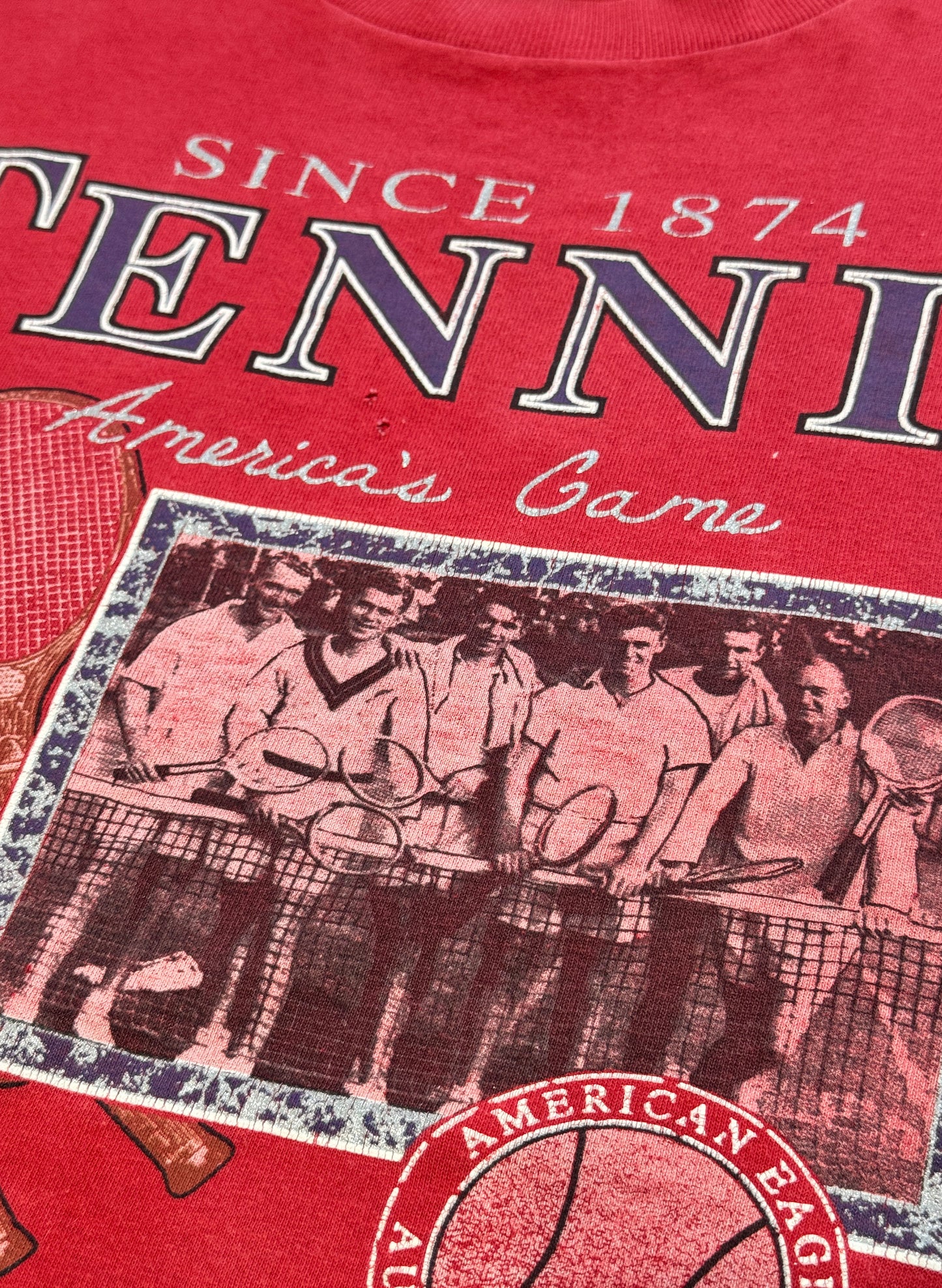 (SUP-399) 90's AMERICAN EAGLE "TENNIS" TEE - MADE IN U.S.A.  (L)