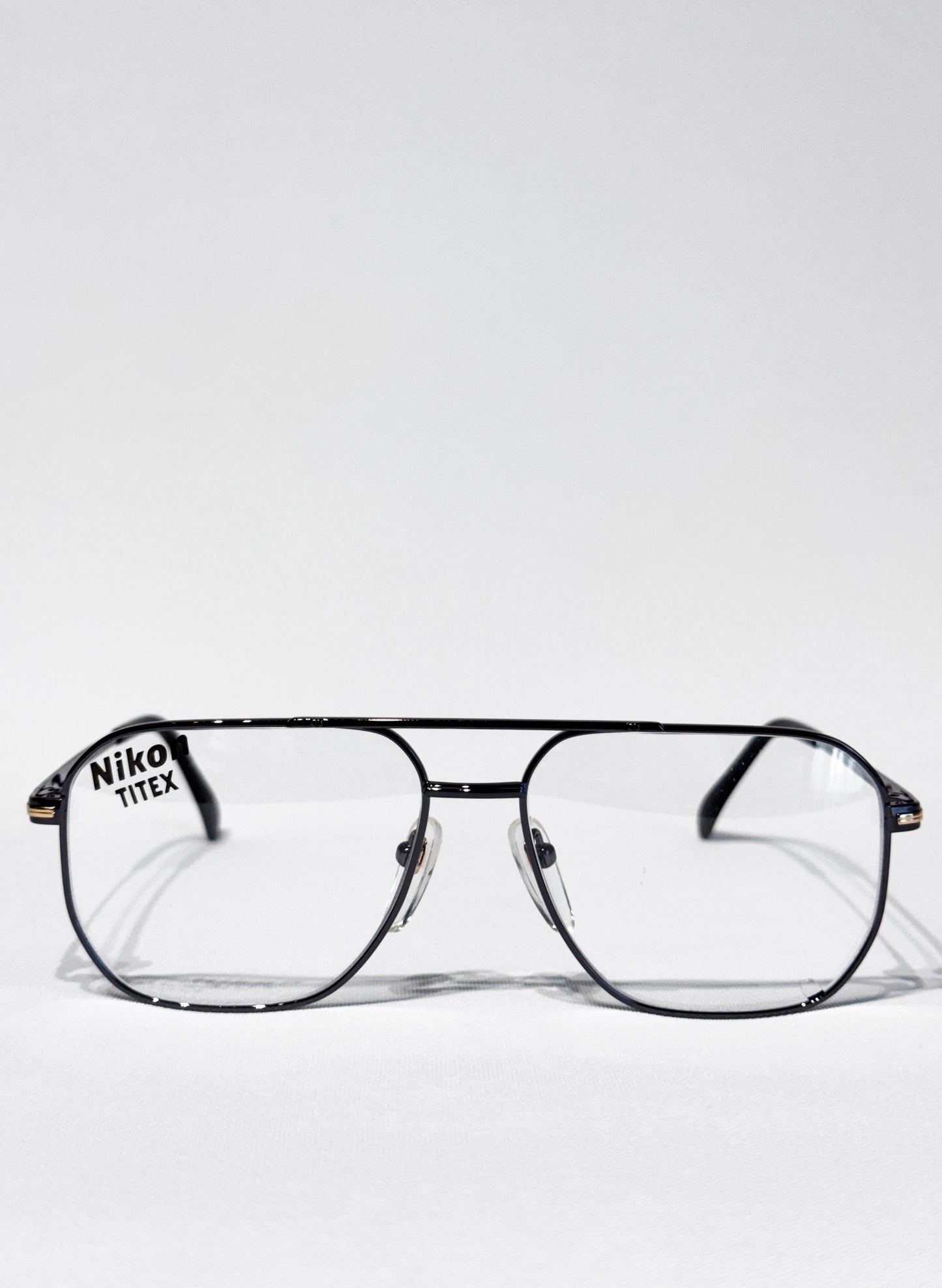 (SUP-645) 90s VINTAGE TWO BRIDGE TITAN FRAME GLASSES - Nikon TITEX