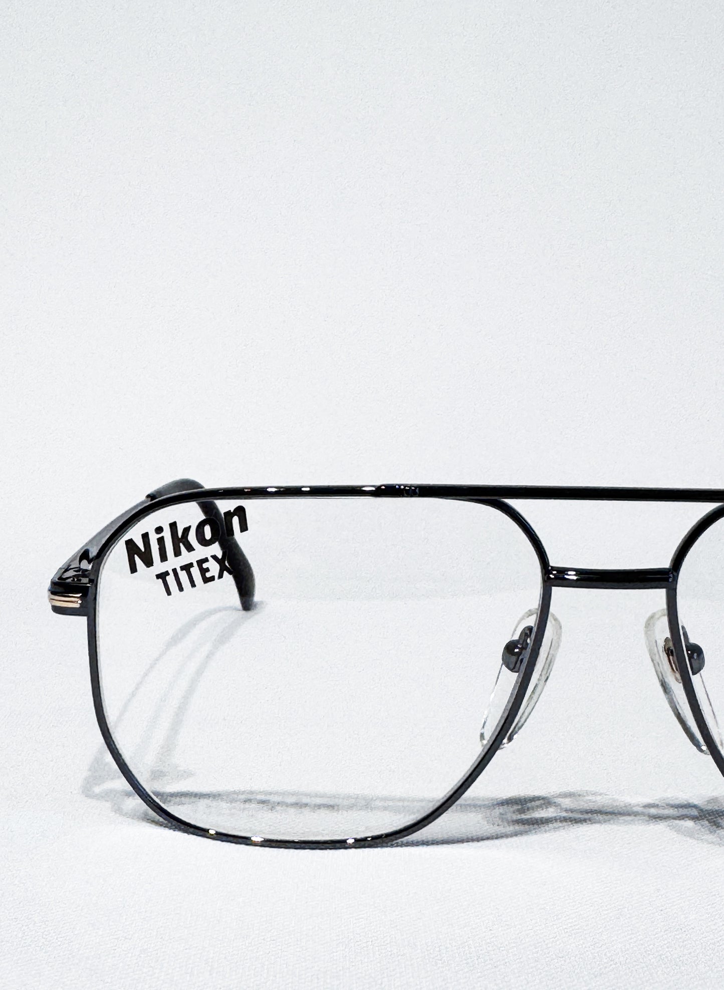 (SUP-645) 90s VINTAGE TWO BRIDGE TITAN FRAME GLASSES - Nikon TITEX
