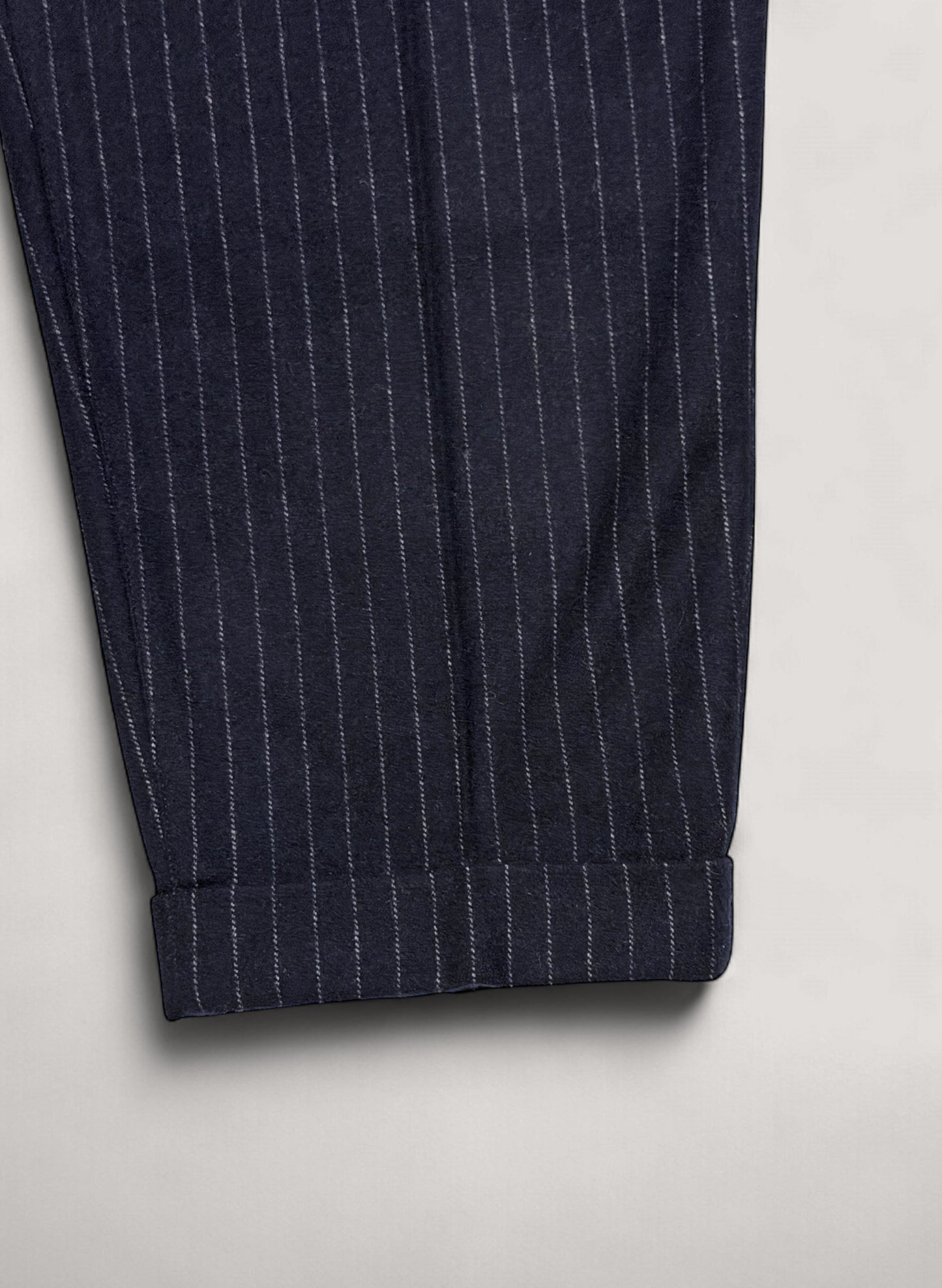 WOODBLOCK 2TUCK STRIPE WOOL TROUSER NAVY STRIPE (WB-25AW-009)