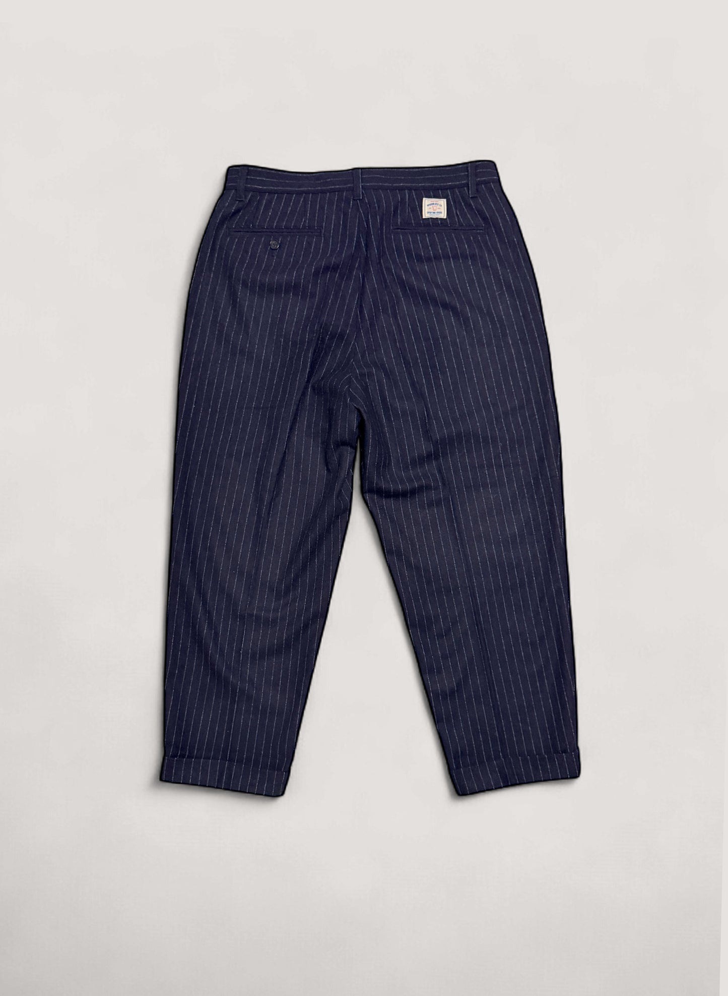 WOODBLOCK 2TUCK STRIPE WOOL TROUSER NAVY STRIPE (WB-25AW-009)