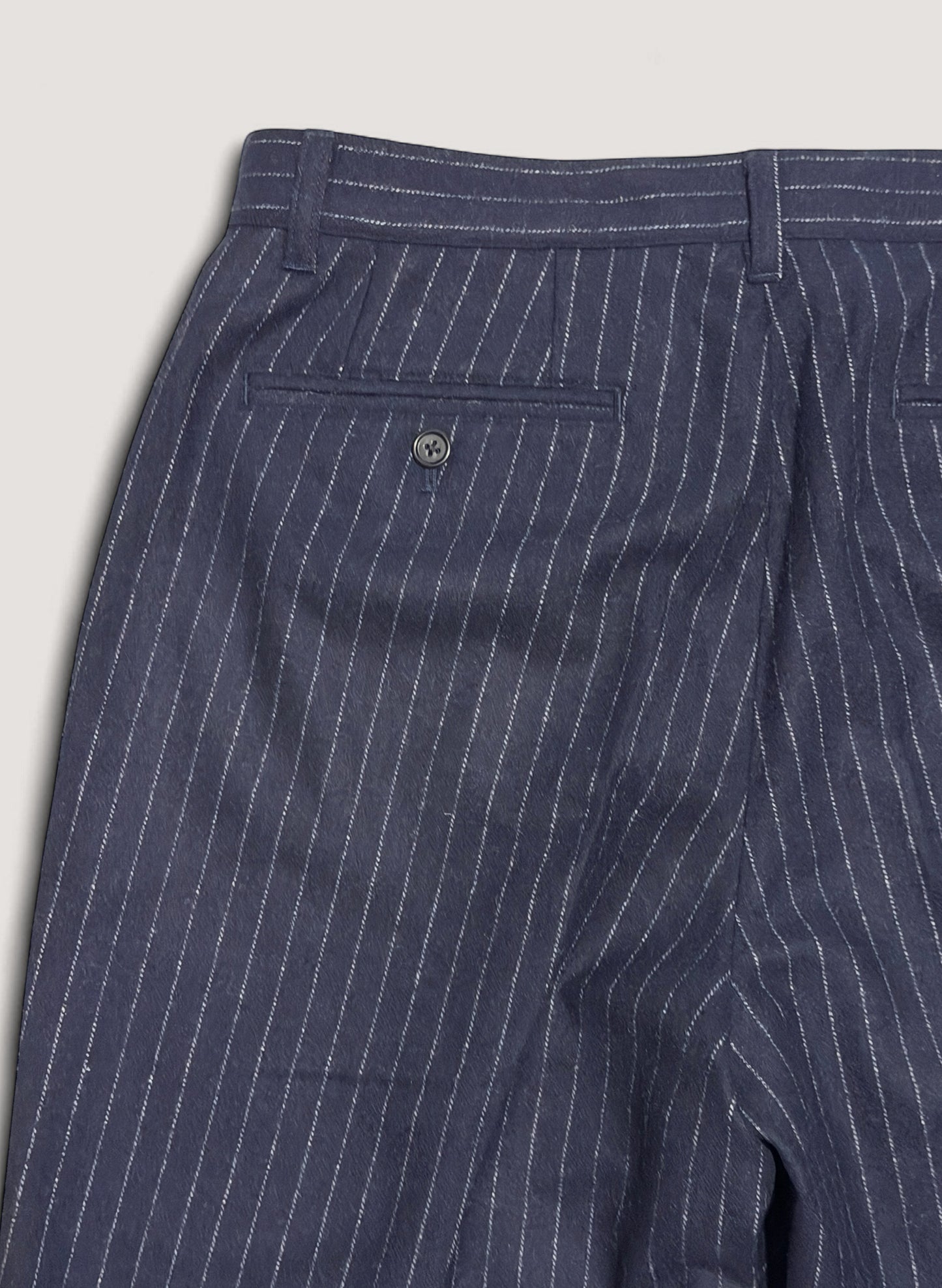 WOODBLOCK 2TUCK STRIPE WOOL TROUSER NAVY STRIPE (WB-25AW-009)