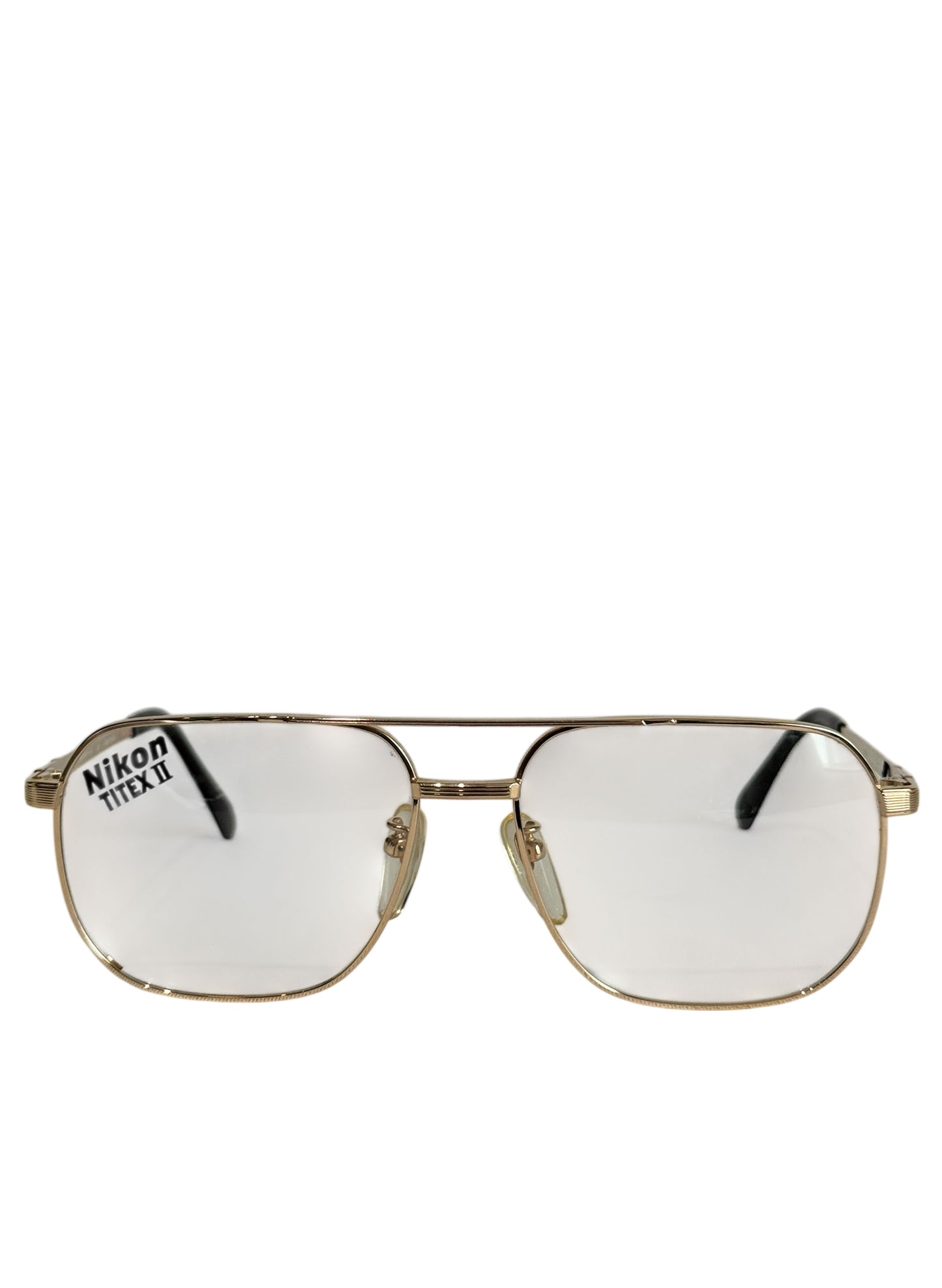 (SUP-557) 90s VINTAGE TWO BRIDGE GOLD FRAME GLASSES Nikon TITEX Ⅱ Ti-P