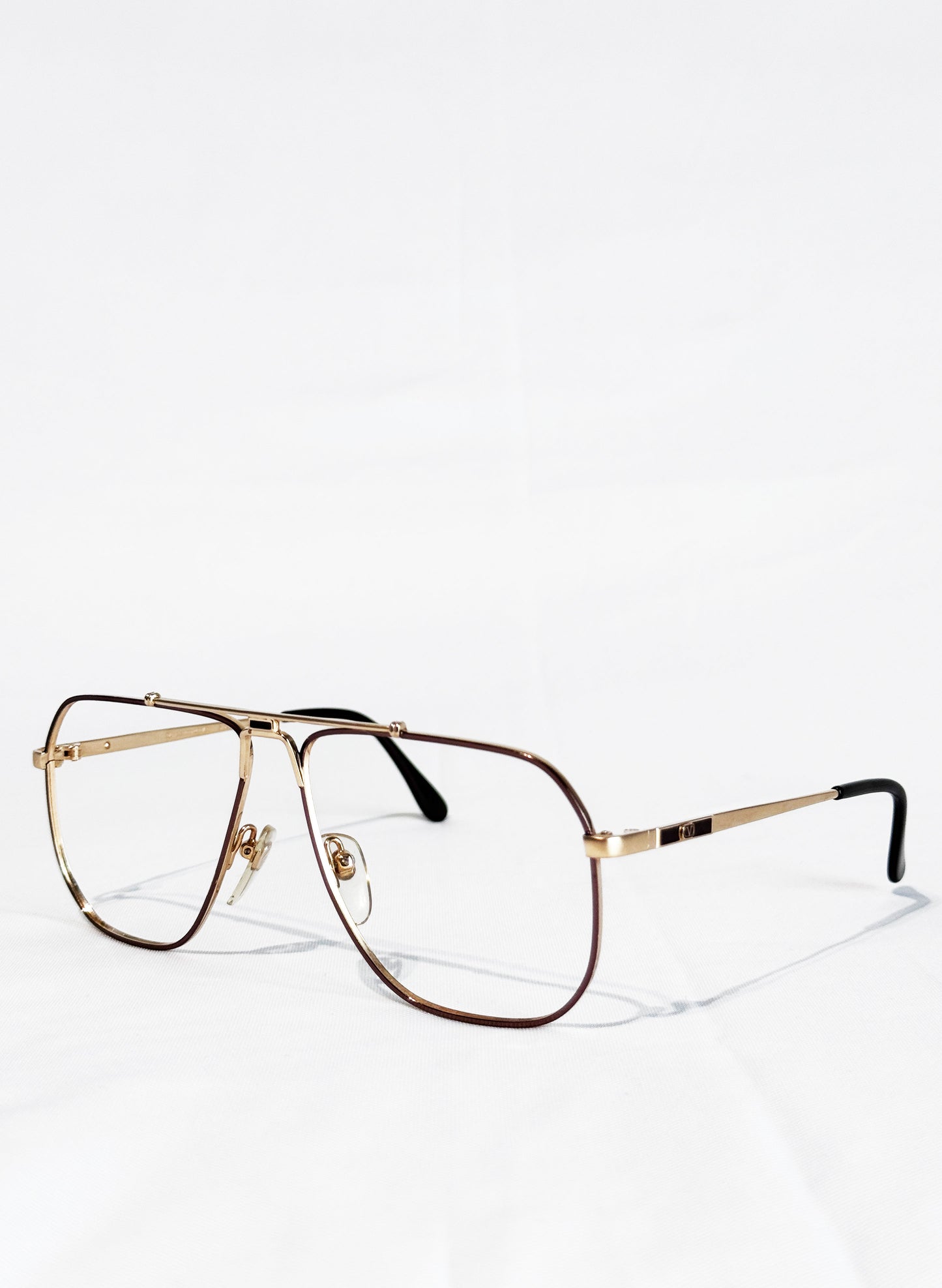 (SUP-788) VINTAGE TWO BRIDGE GOLD GLASSES - Valentino Garavani（レンズなし）