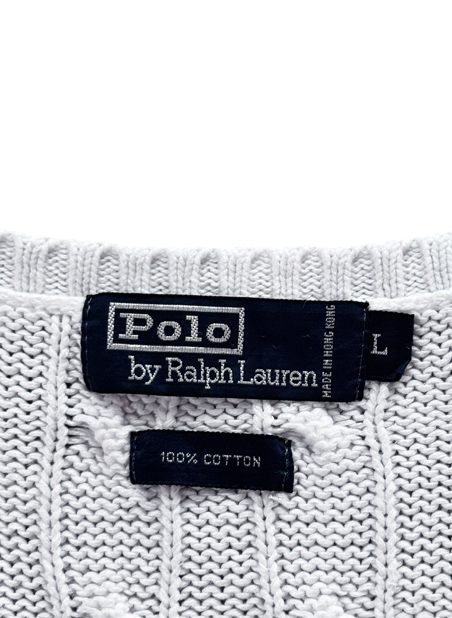 (SUP-655) 90s Polo Ralph Lauren COTTON KNIT VEST - WHITE