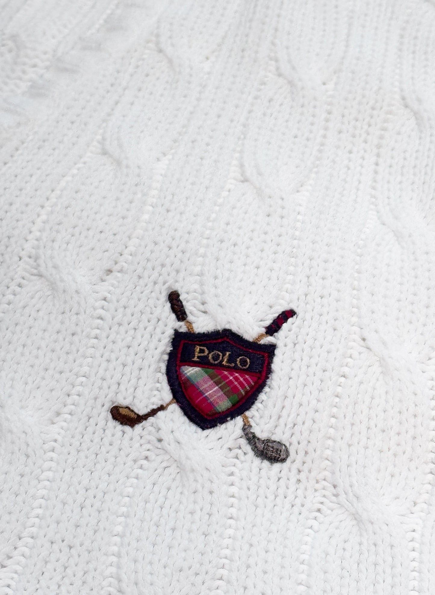 (SUP-655) 90s Polo Ralph Lauren COTTON KNIT VEST - WHITE