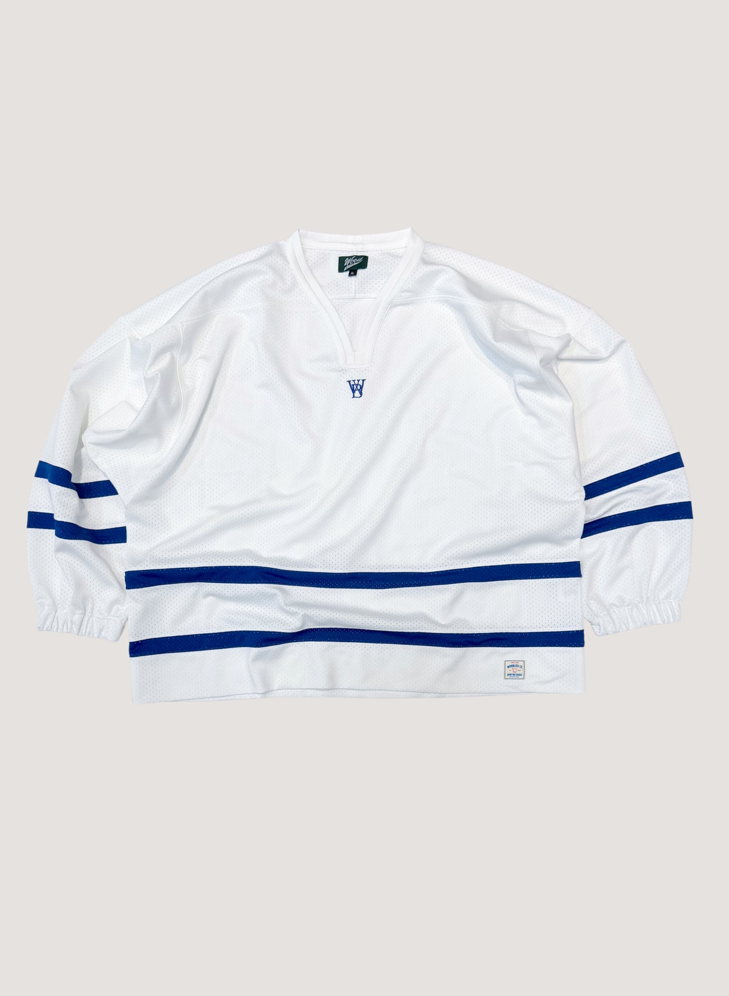 WOODBLOCK LS MESH HOCKEY JERSEY WHITE/BLUE (WB-26AW-001)