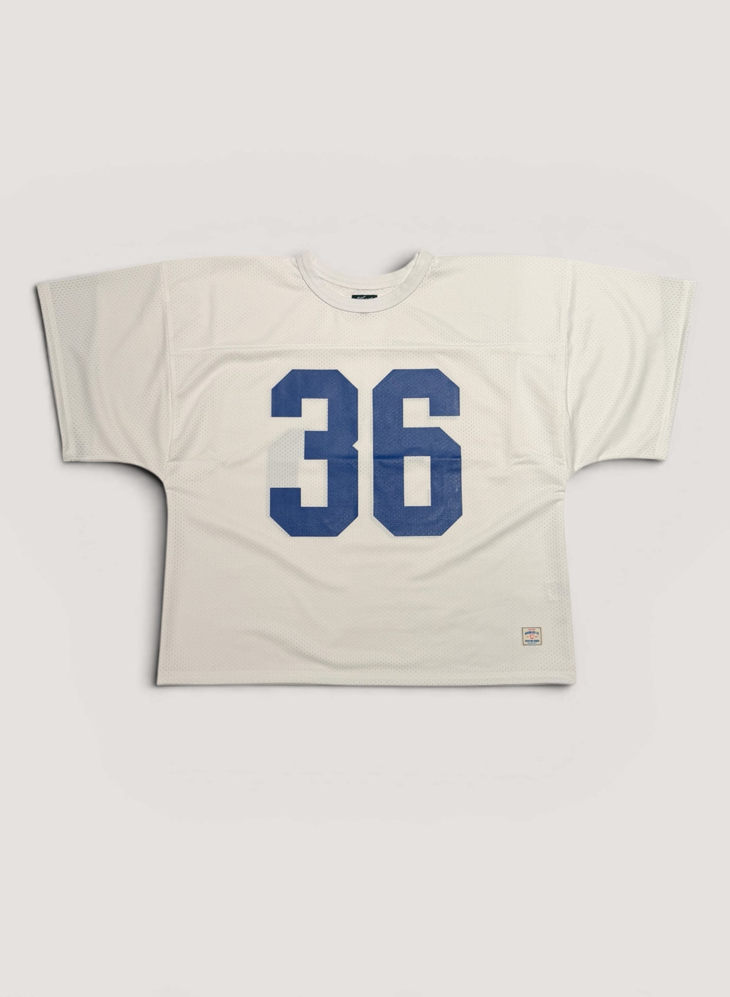 WOODBLOCK 36 S/S CREW NECK MESH FOOTBALL SHIRT WHITE/BLUE (WB-26SS-020)