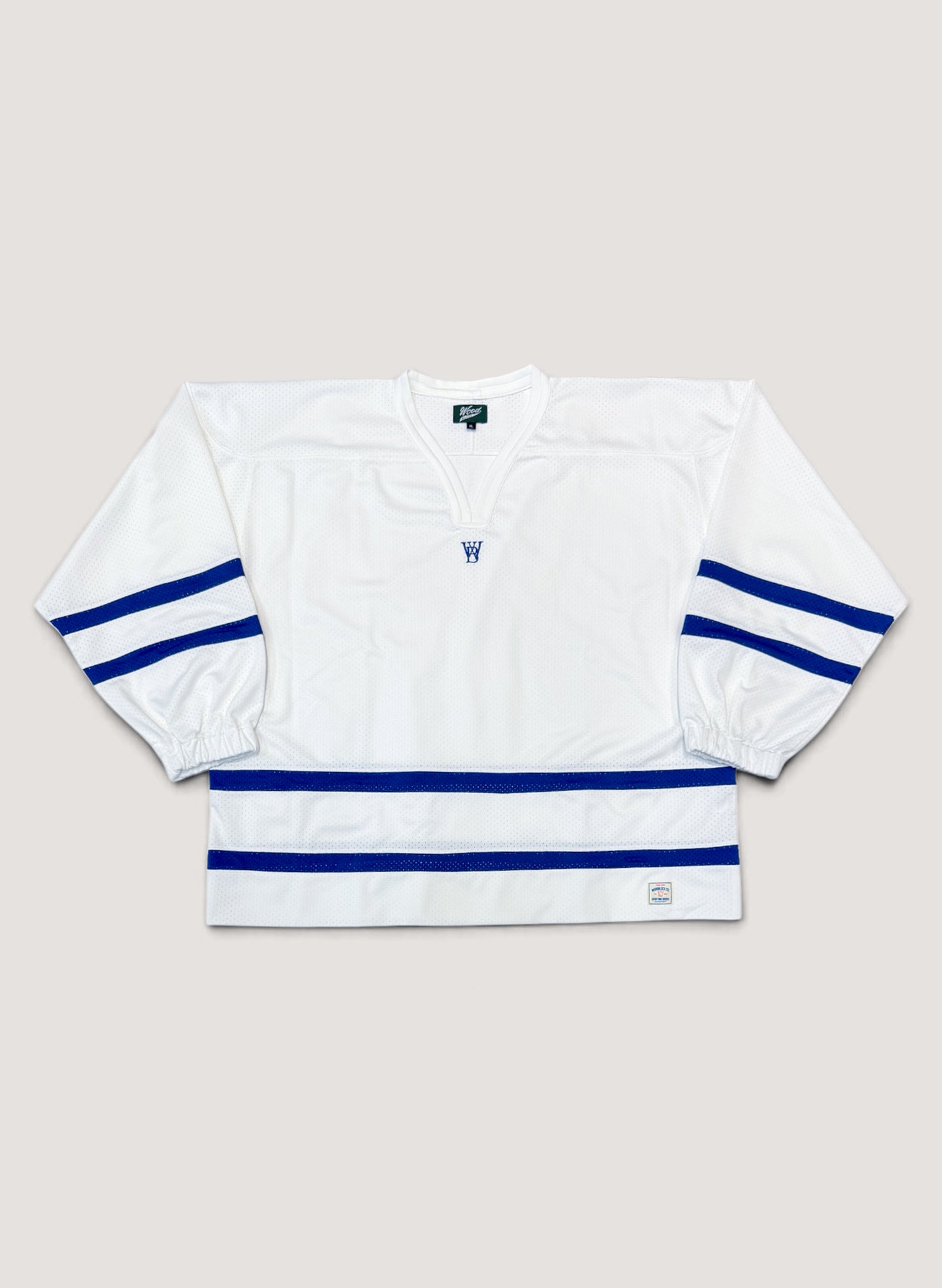 WOODBLOCK LS MESH HOCKEY JERSEY WHITE/BLUE (WB-26AW-001)