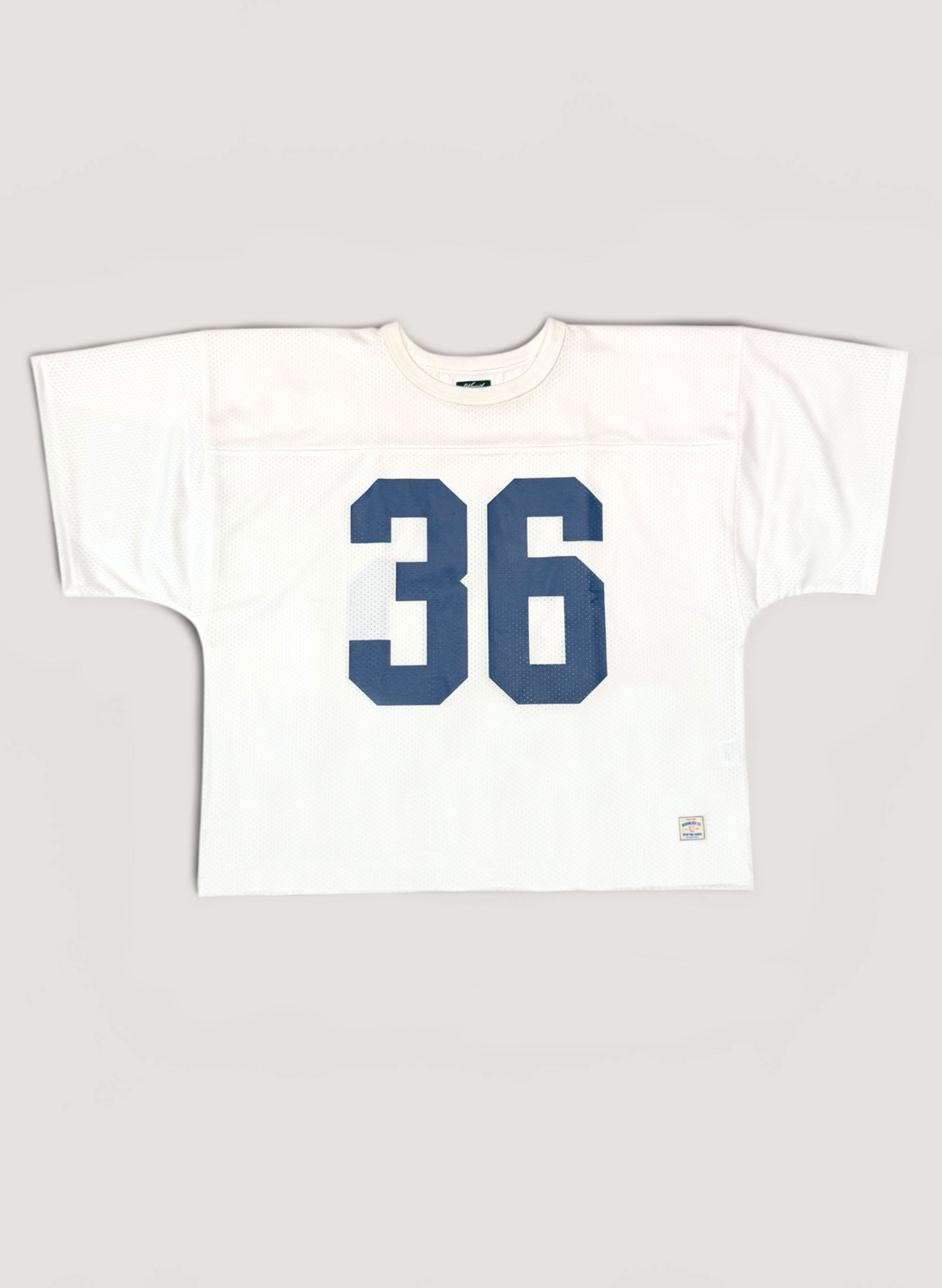 WOODBLOCK 36 S/S CREW NECK MESH FOOTBALL SHIRT WHITE/NAVY (WB-26SS-020