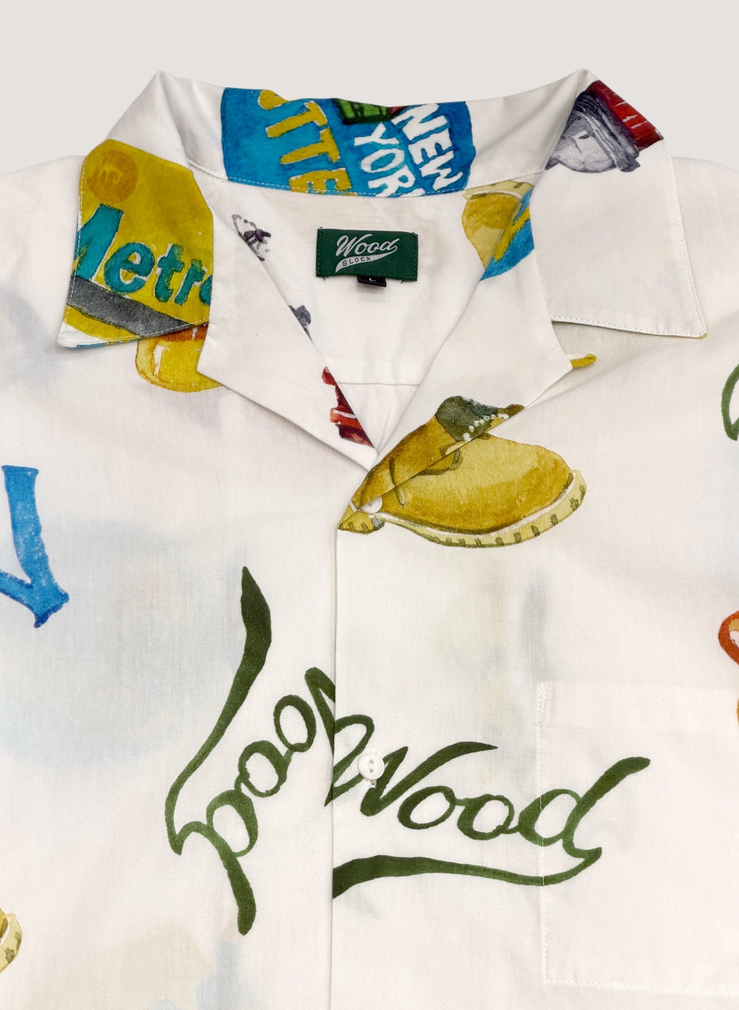 WOODBLOCK x TSUYOSHI YAMANAKA SS OPEN COLLAR SHIRT WHITE (WB-26SS-021)