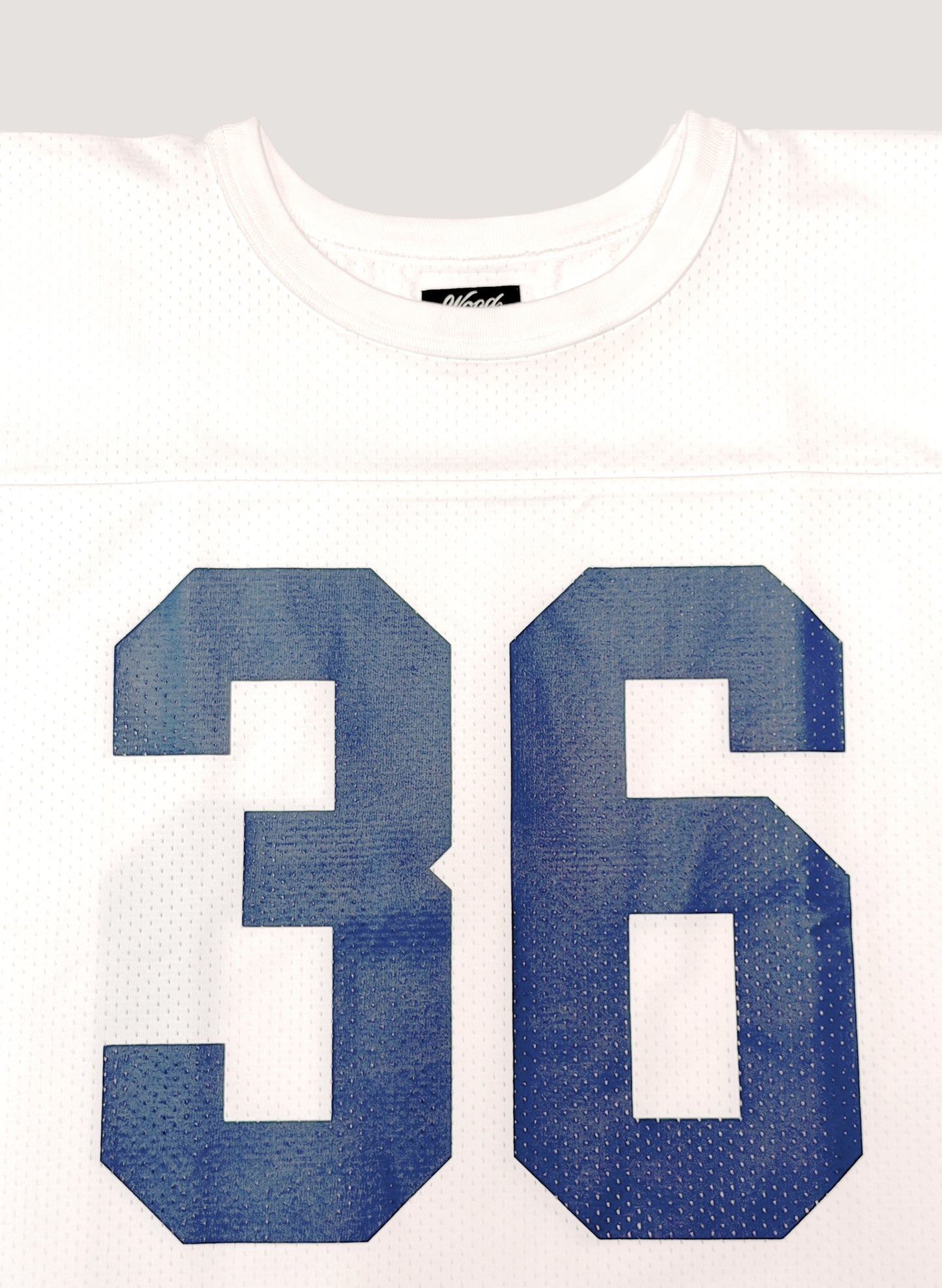 WOODBLOCK 36 S/S CREW NECK MESH FOOTBALL SHIRT WHITE/NAVY (WB-26SS-020)