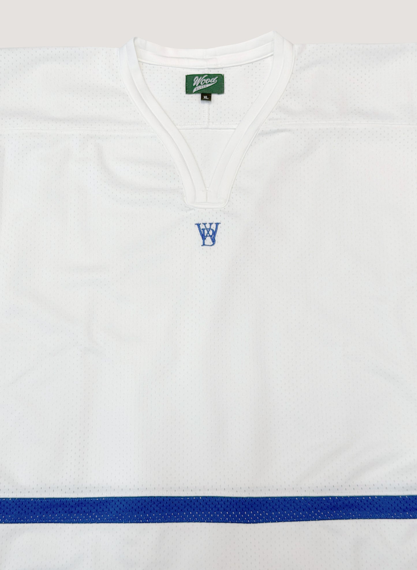 WOODBLOCK LS MESH HOCKEY JERSEY WHITE/BLUE (WB-26AW-001)