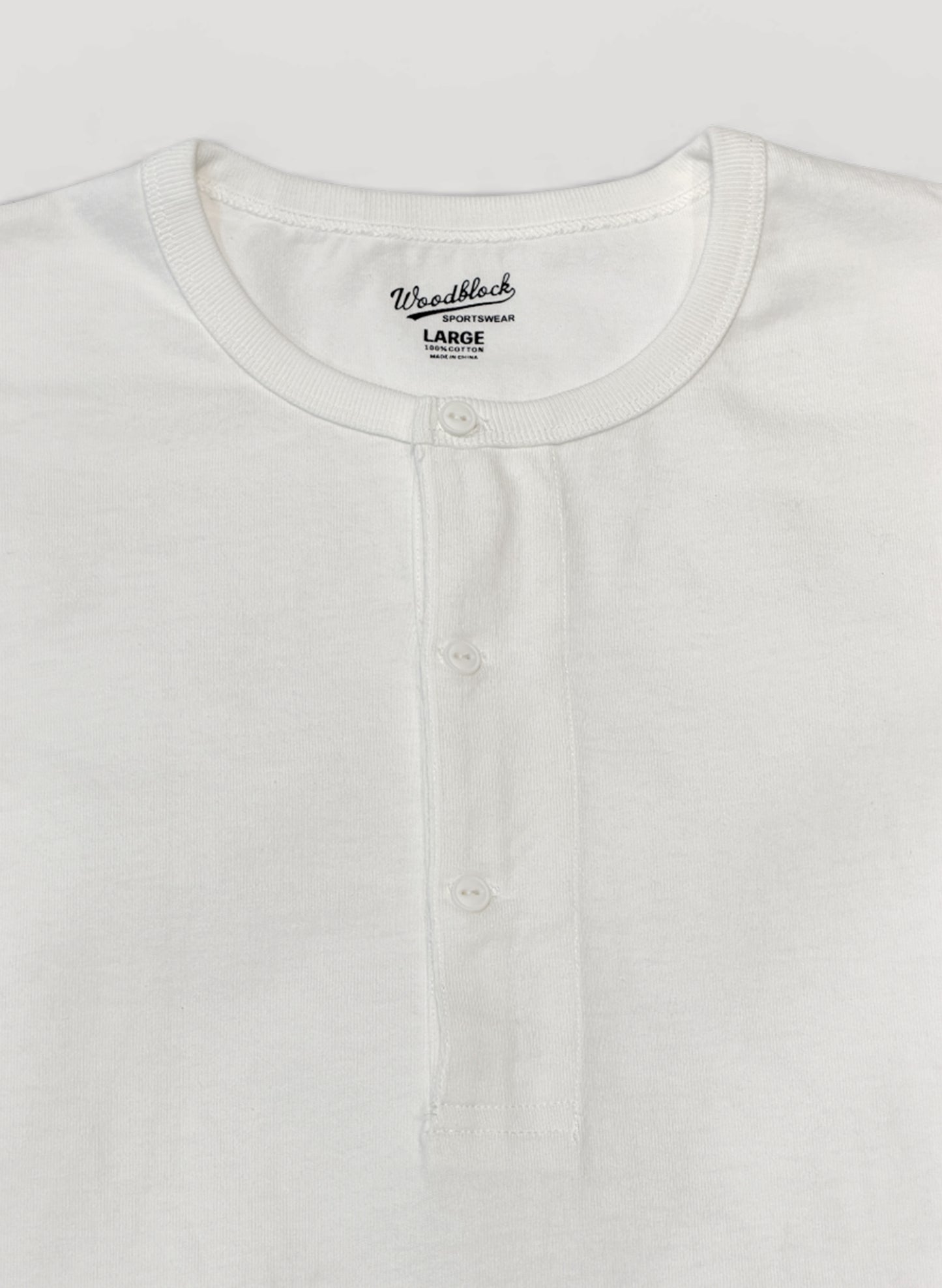 WOODBLOCK S/S WIDE TAPERED SILHOUETTE HENRY NECK T-SHIRT WHITE (WB-26SS-018)