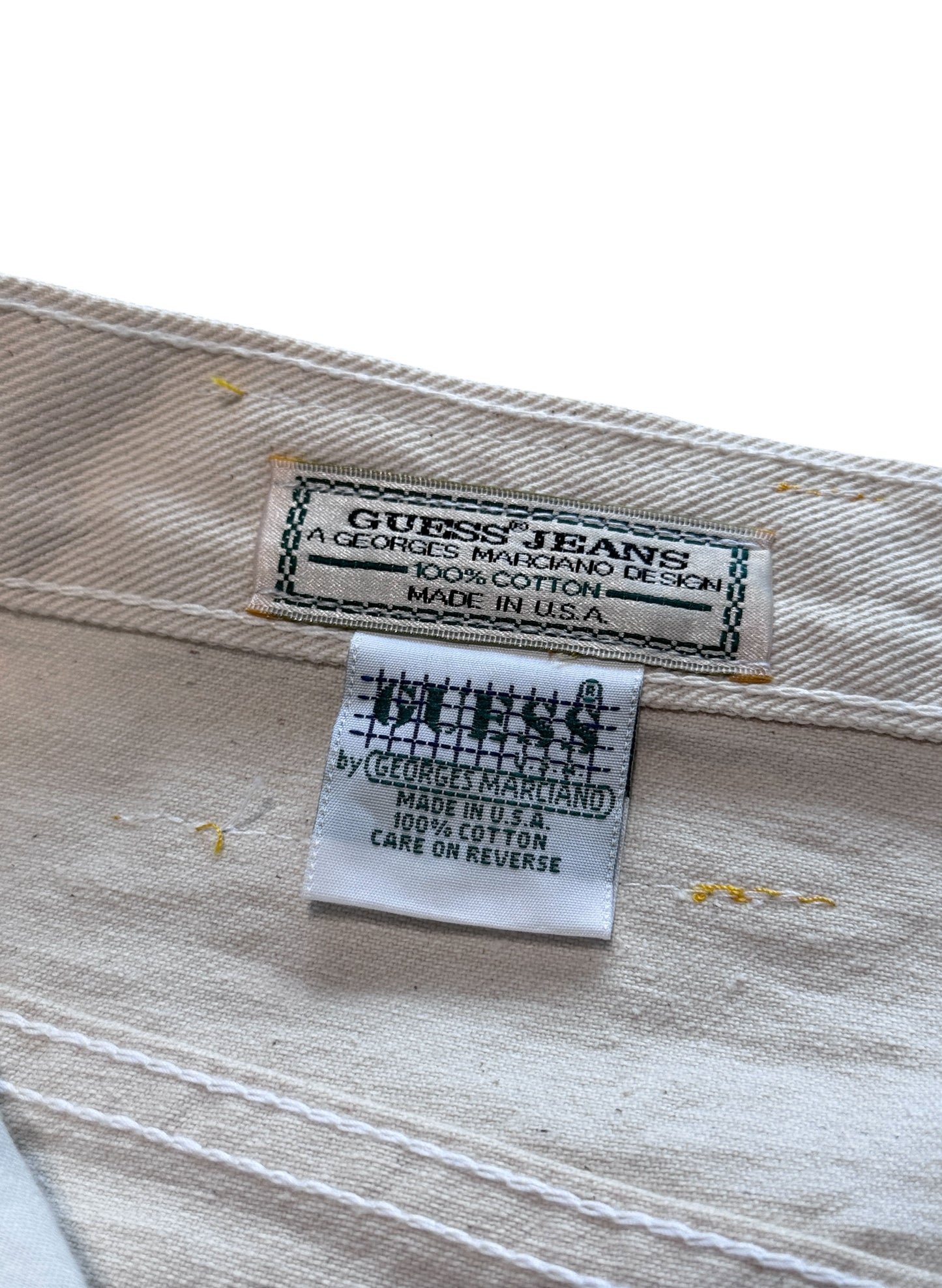 (SUP-721) DEADSTOCK GUESS DENIM JORTS "NATURAL" - MADE IN U.S.A.
