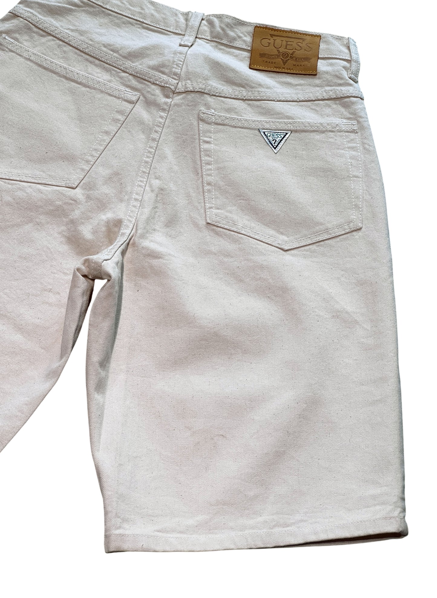 (SUP-721) DEADSTOCK GUESS DENIM JORTS "NATURAL" - MADE IN U.S.A.