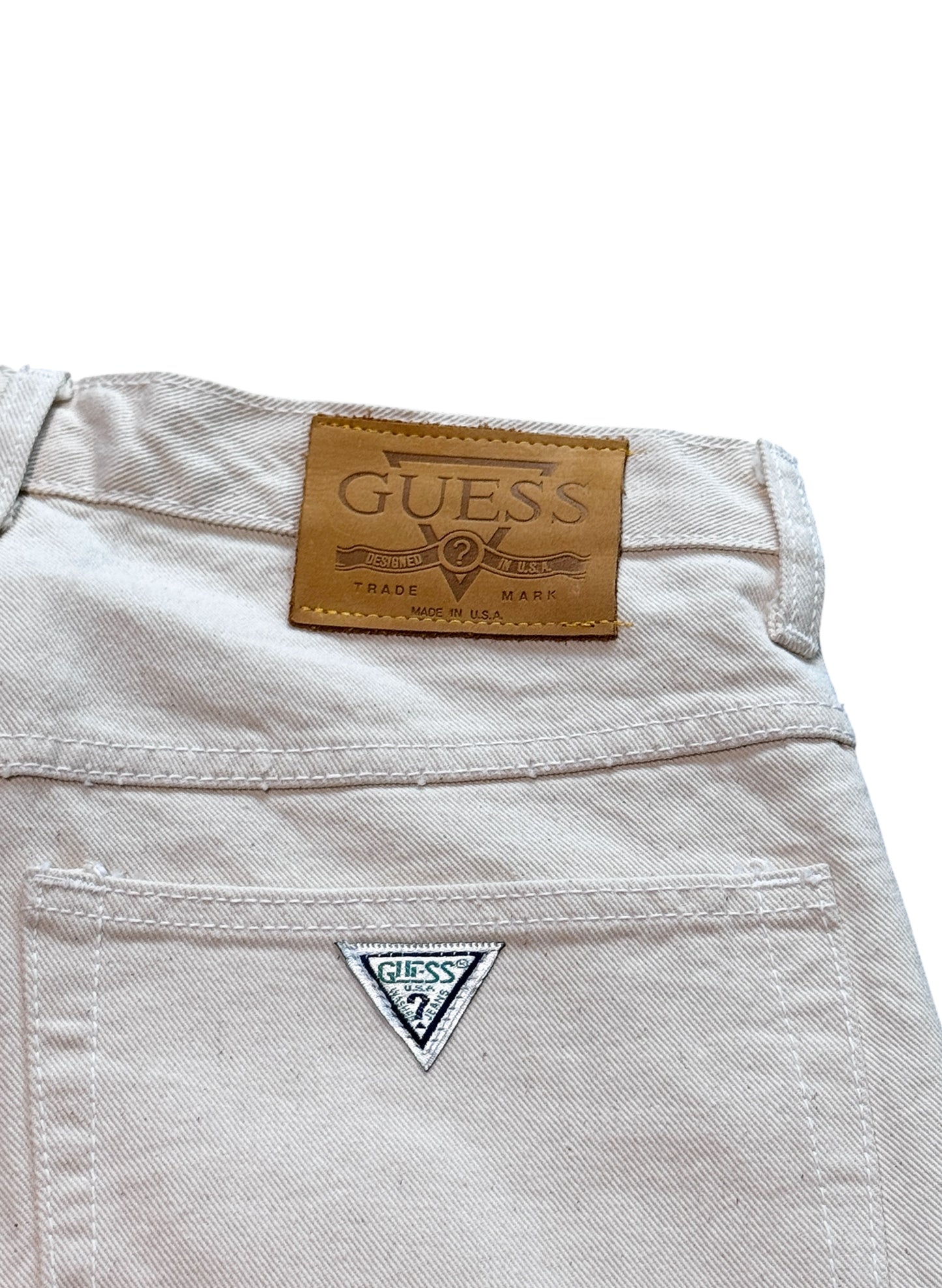 (SUP-721) DEADSTOCK GUESS DENIM JORTS "NATURAL" - MADE IN U.S.A.