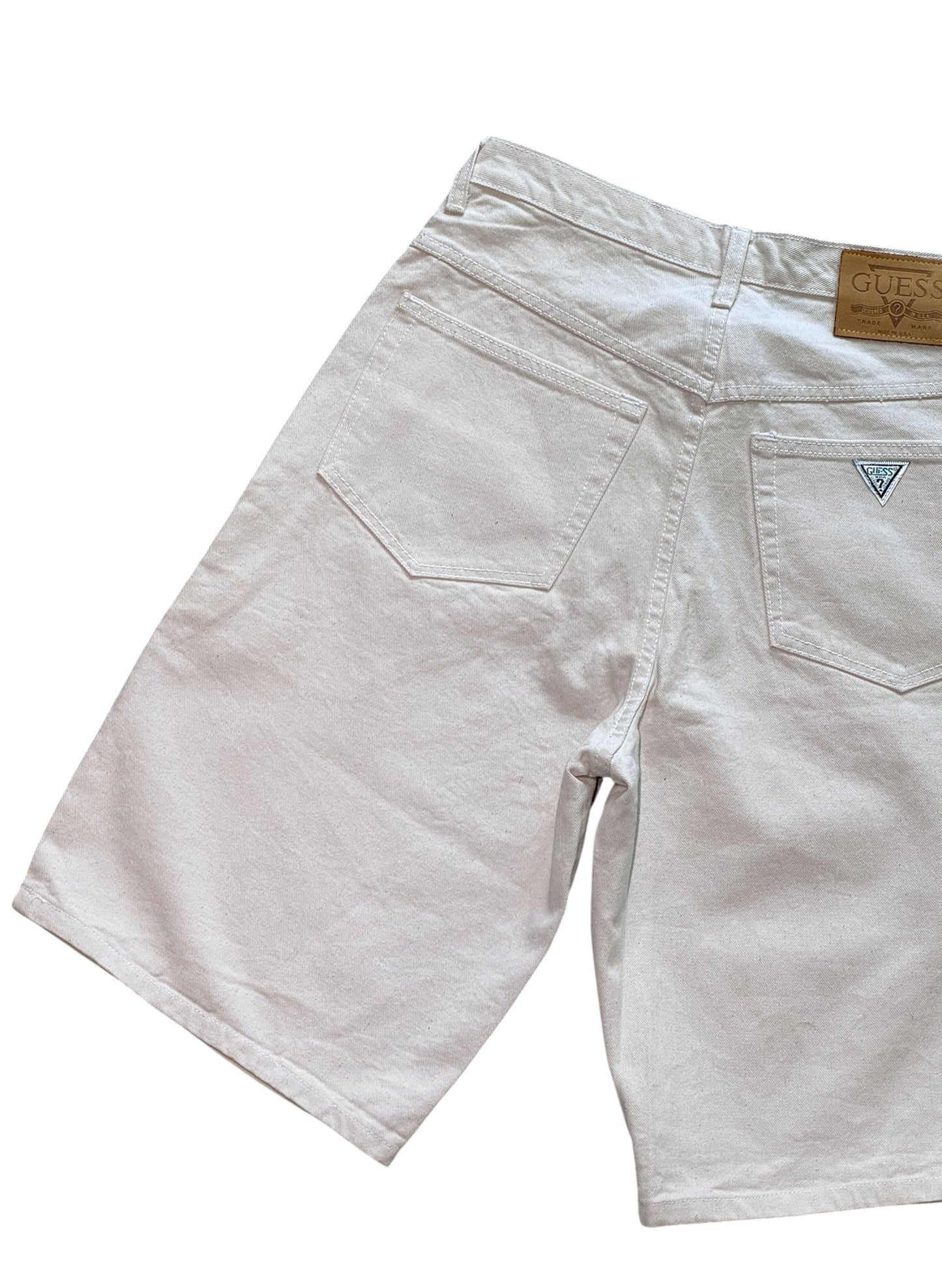 (SUP-721) DEADSTOCK GUESS DENIM JORTS "NATURAL" - MADE IN U.S.A.
