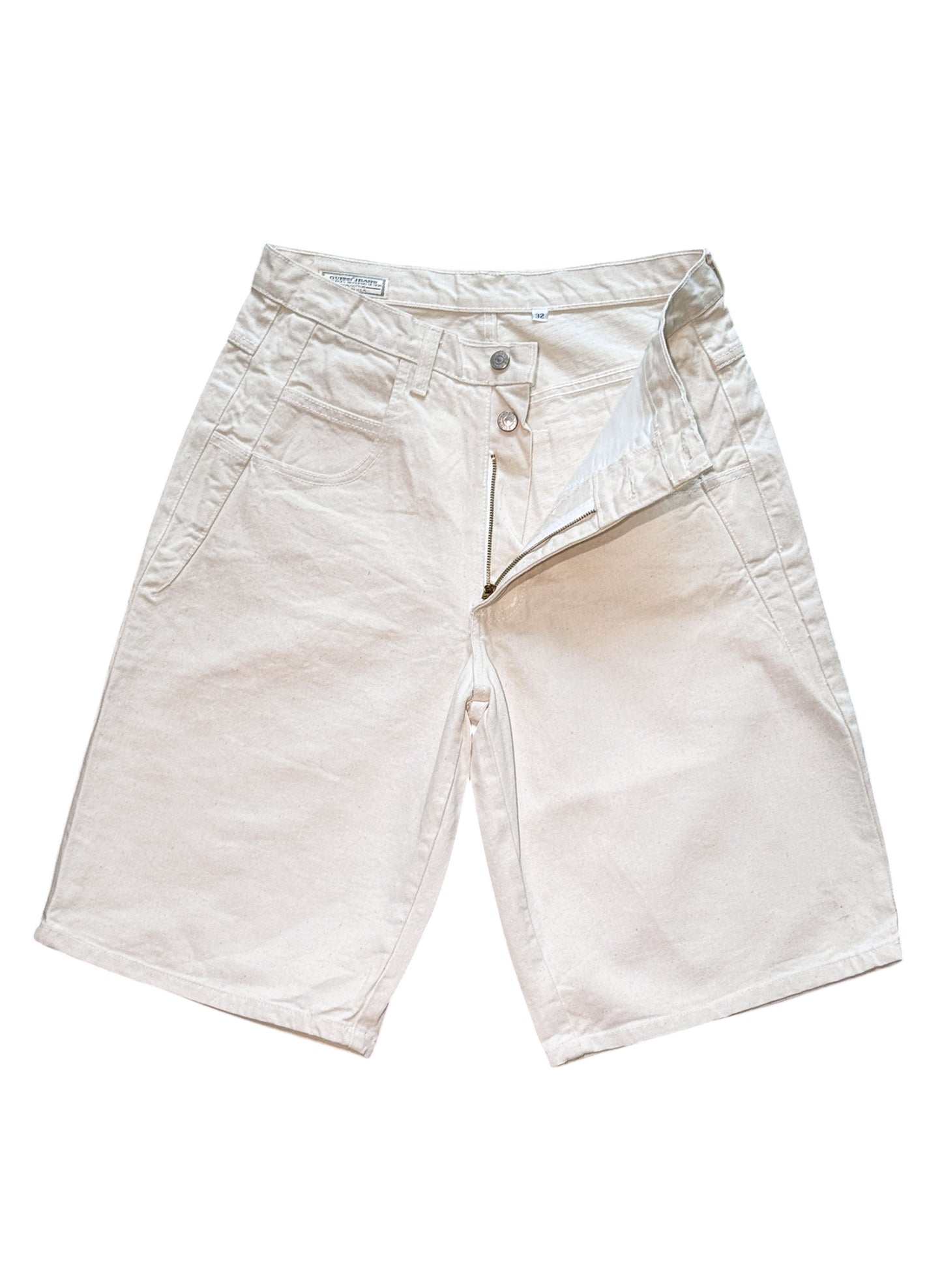 (SUP-721) DEADSTOCK GUESS DENIM JORTS "NATURAL" - MADE IN U.S.A.