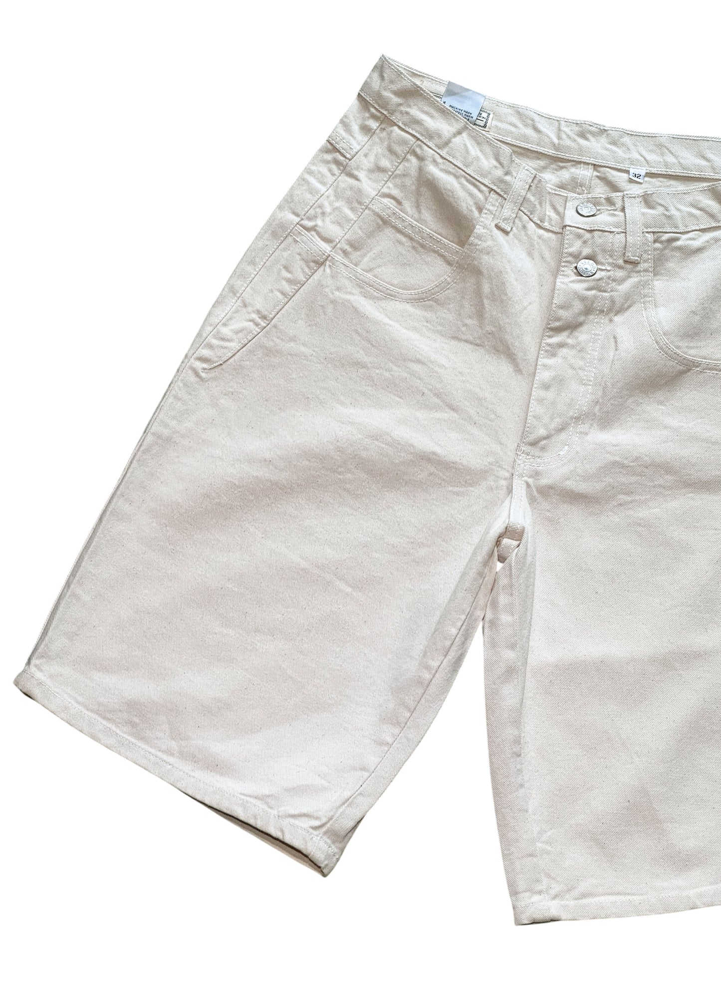 (SUP-721) DEADSTOCK GUESS DENIM JORTS "NATURAL" - MADE IN U.S.A.