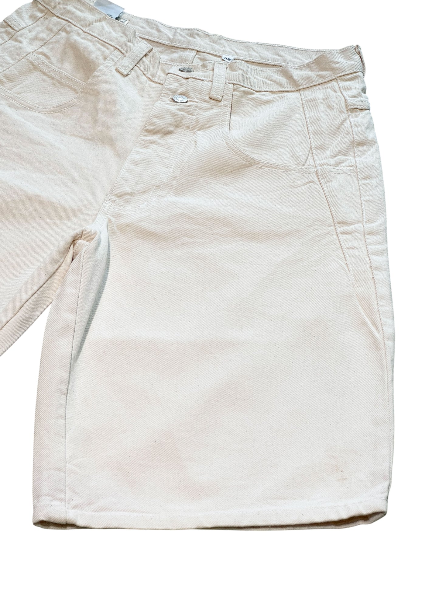 (SUP-721) DEADSTOCK GUESS DENIM JORTS "NATURAL" - MADE IN U.S.A.