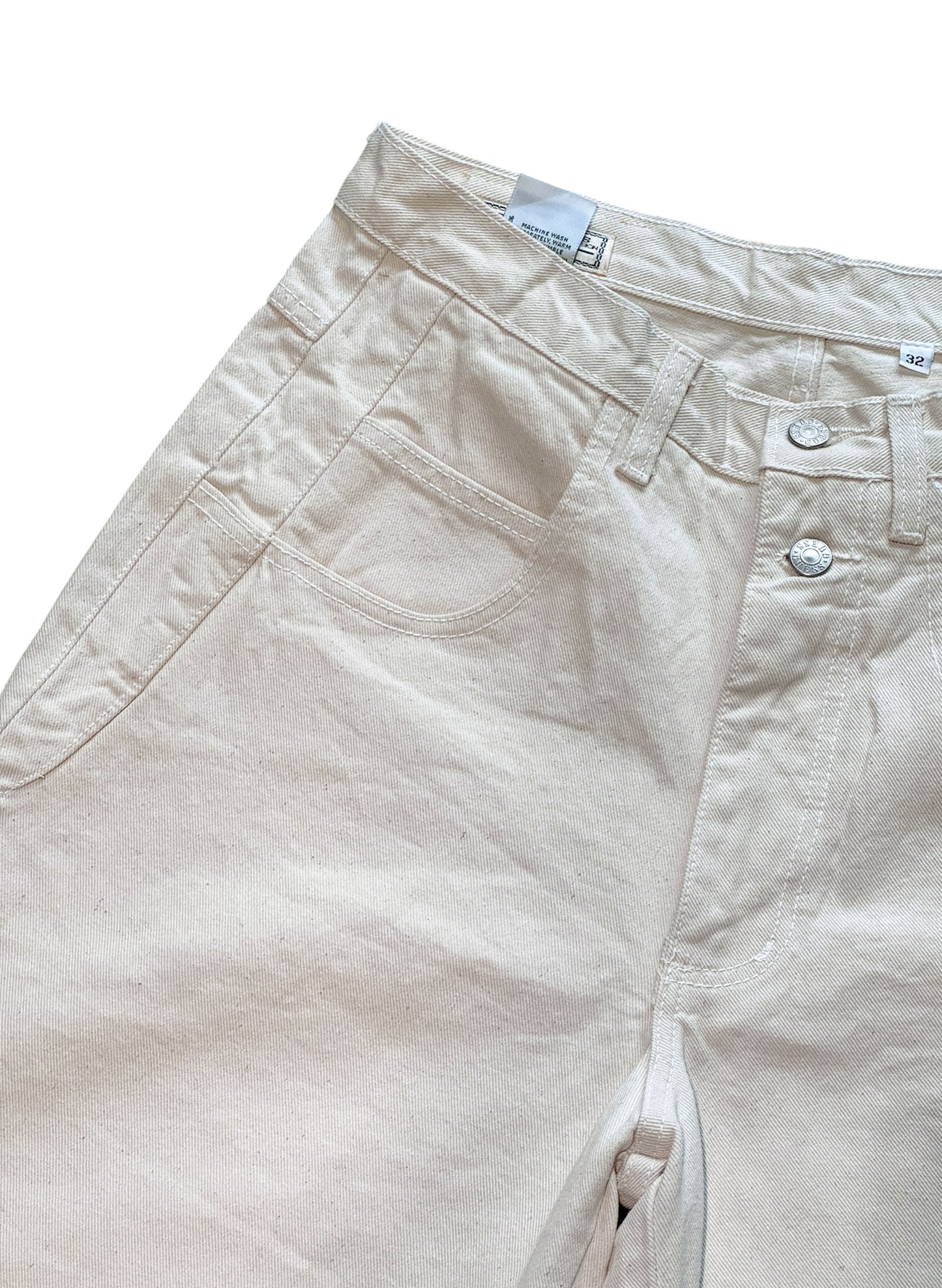 (SUP-721) DEADSTOCK GUESS DENIM JORTS "NATURAL" - MADE IN U.S.A.