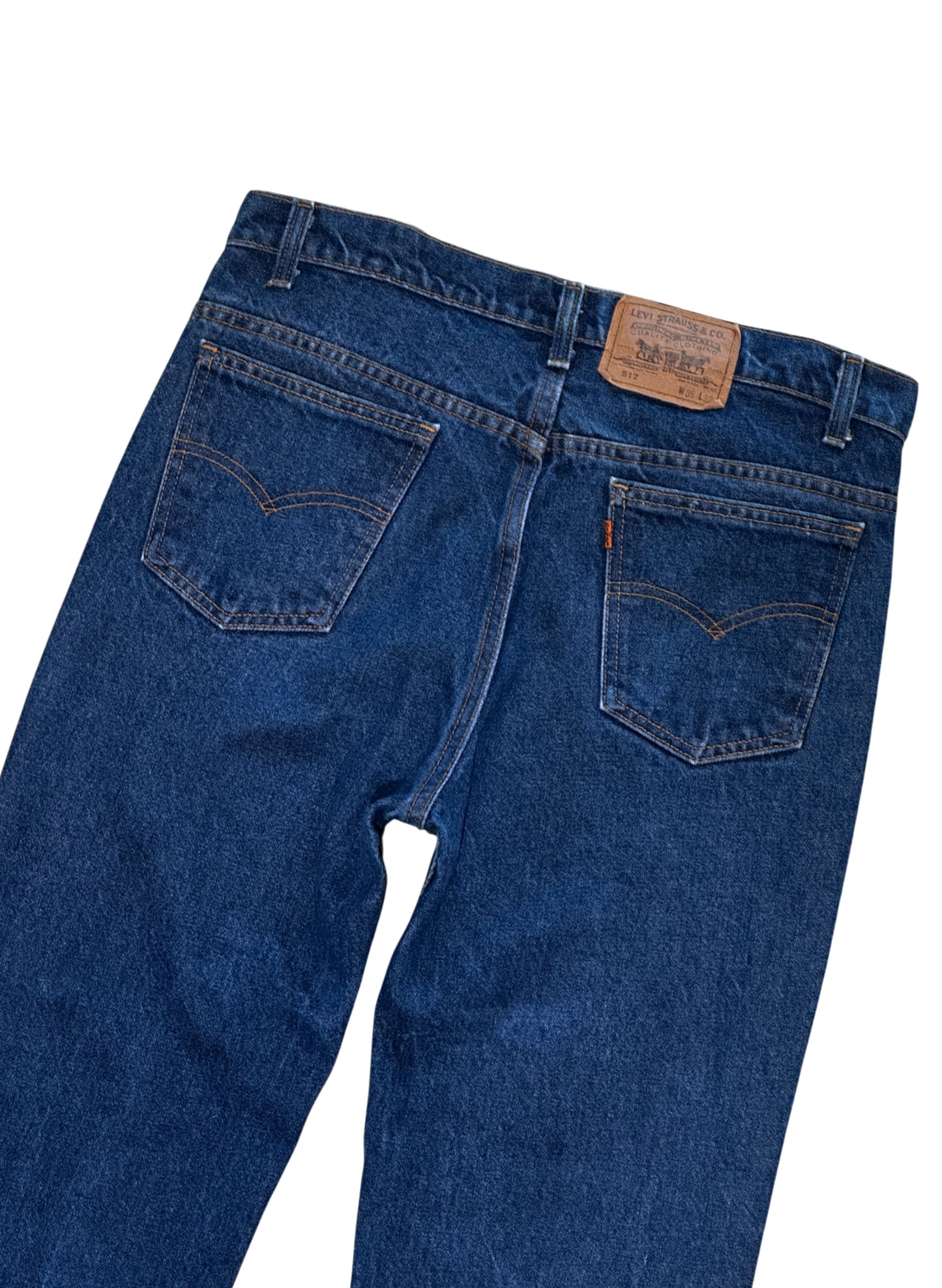(SUP-658) 90s LEVI'S 517 BOOT CUT "ORANGE TAB" "CUT OFF" - MADE IN U.S.A.
