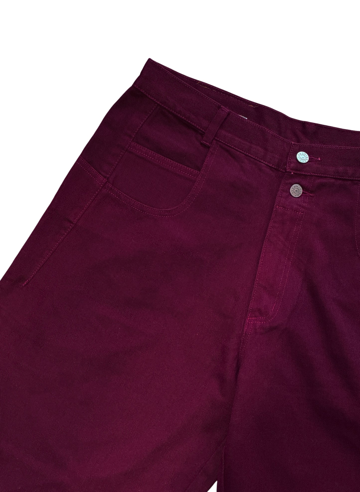(SUP-715) DEADSTOCK GUESS DENIM JORTS "BURGUNDY" - MADE IN U.S.A.