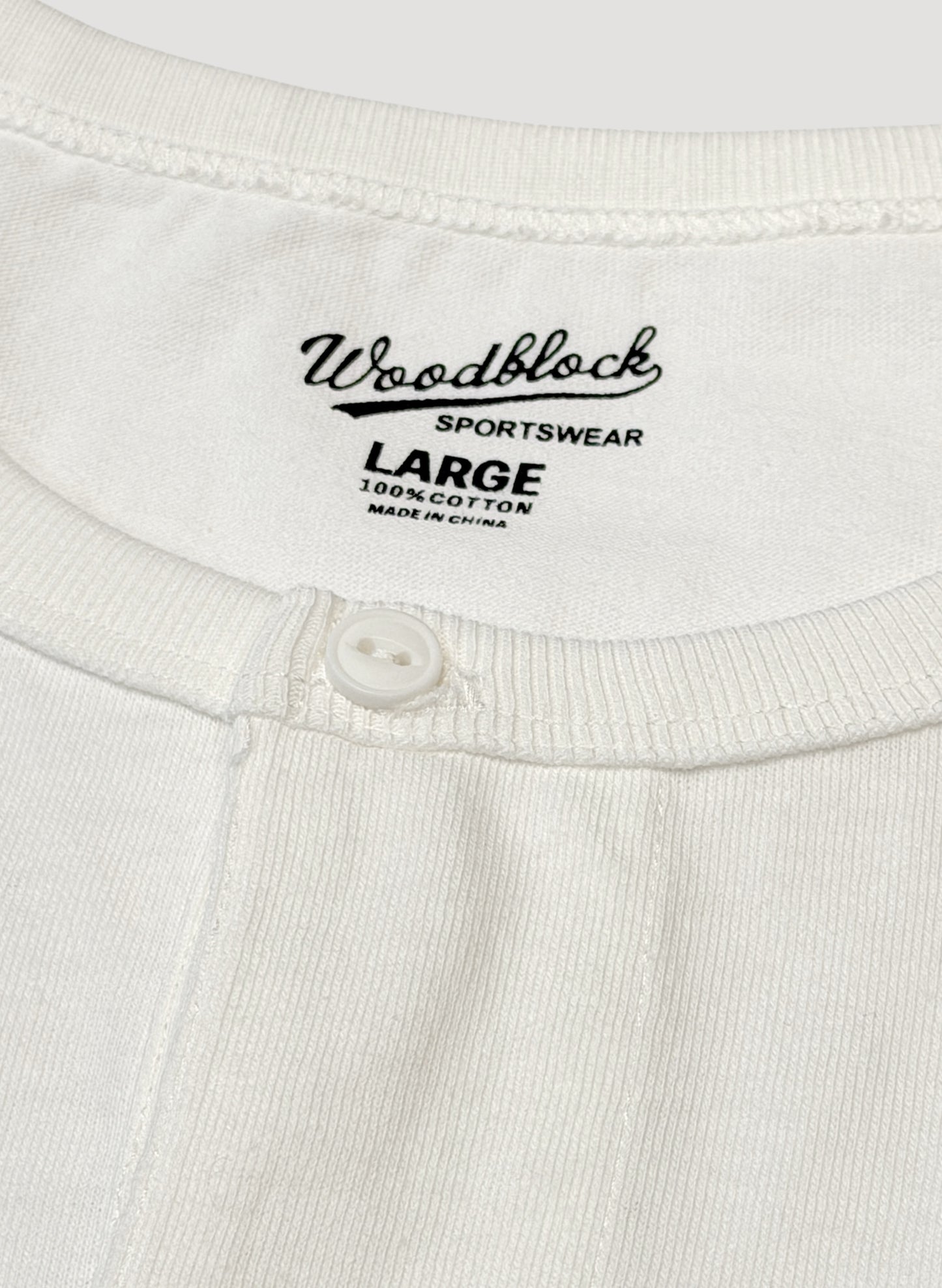 WOODBLOCK S/S WIDE TAPERED SILHOUETTE HENRY NECK T-SHIRT WHITE (WB-26SS-018)