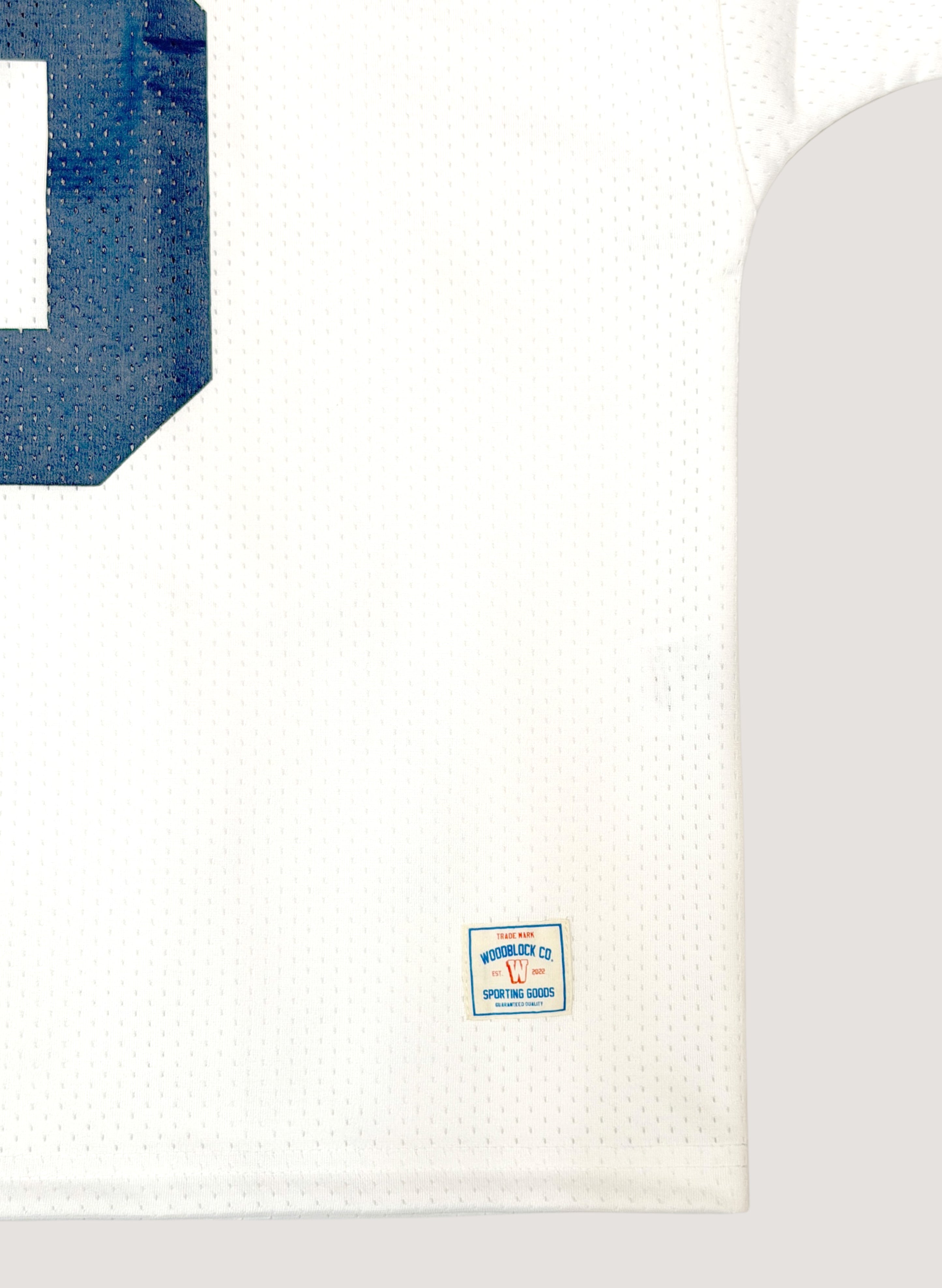 WOODBLOCK 36 S/S CREW NECK MESH FOOTBALL SHIRT WHITE/NAVY (WB-26SS-020