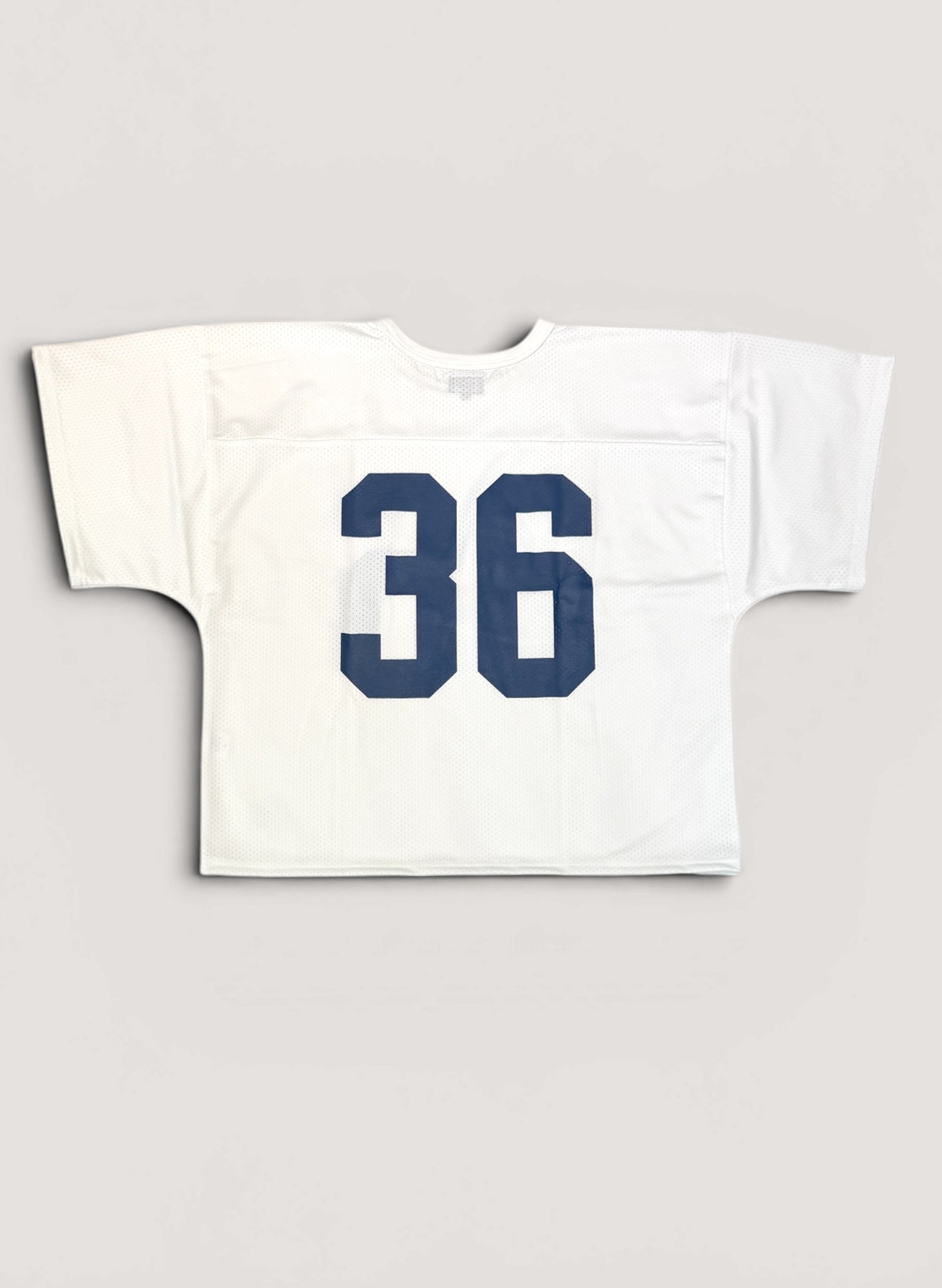 WOODBLOCK 36 S/S CREW NECK MESH FOOTBALL SHIRT WHITE/NAVY (WB-26SS-020)