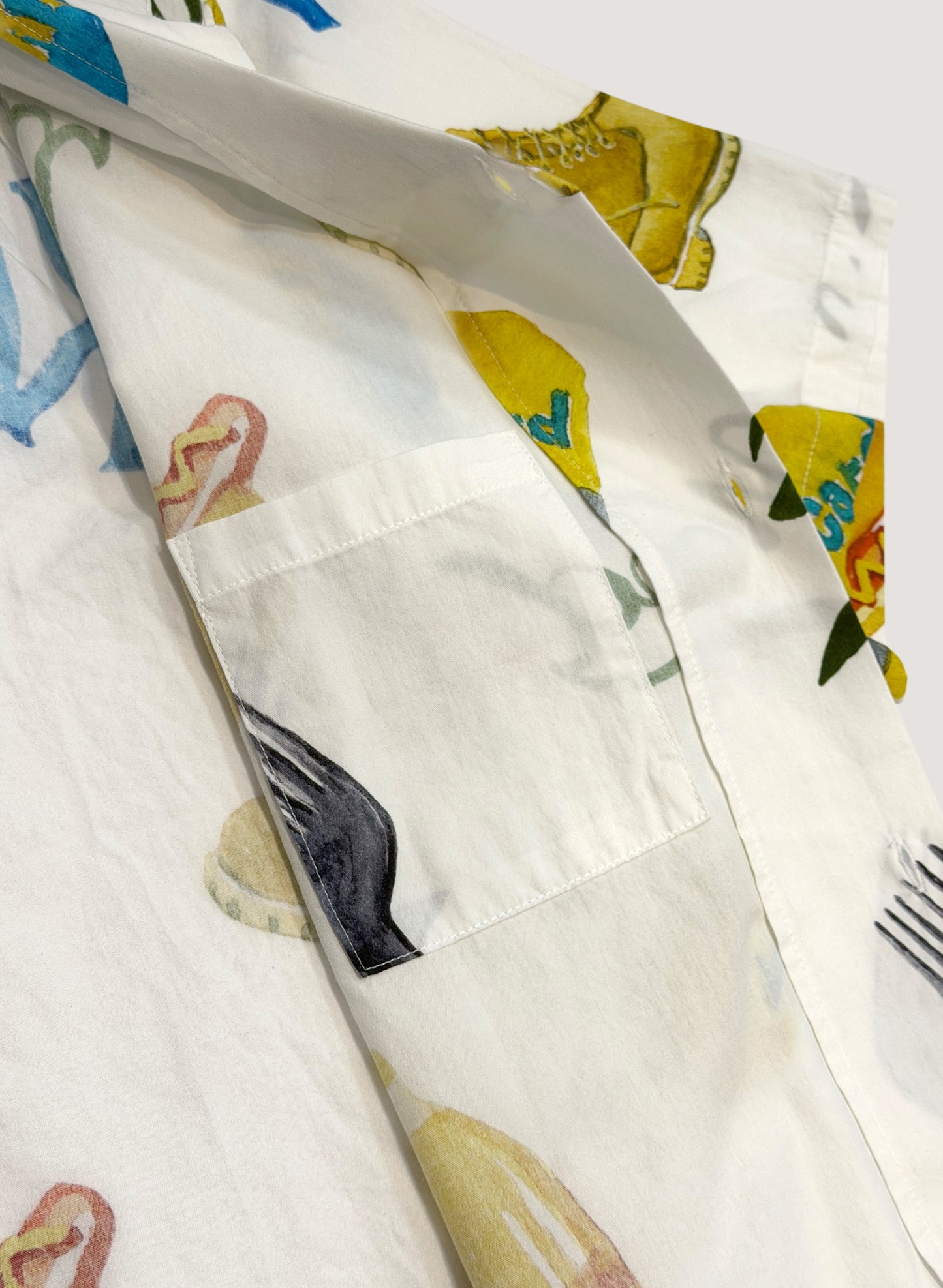WOODBLOCK x TSUYOSHI YAMANAKA SS OPEN COLLAR SHIRT WHITE (WB-26SS-021)