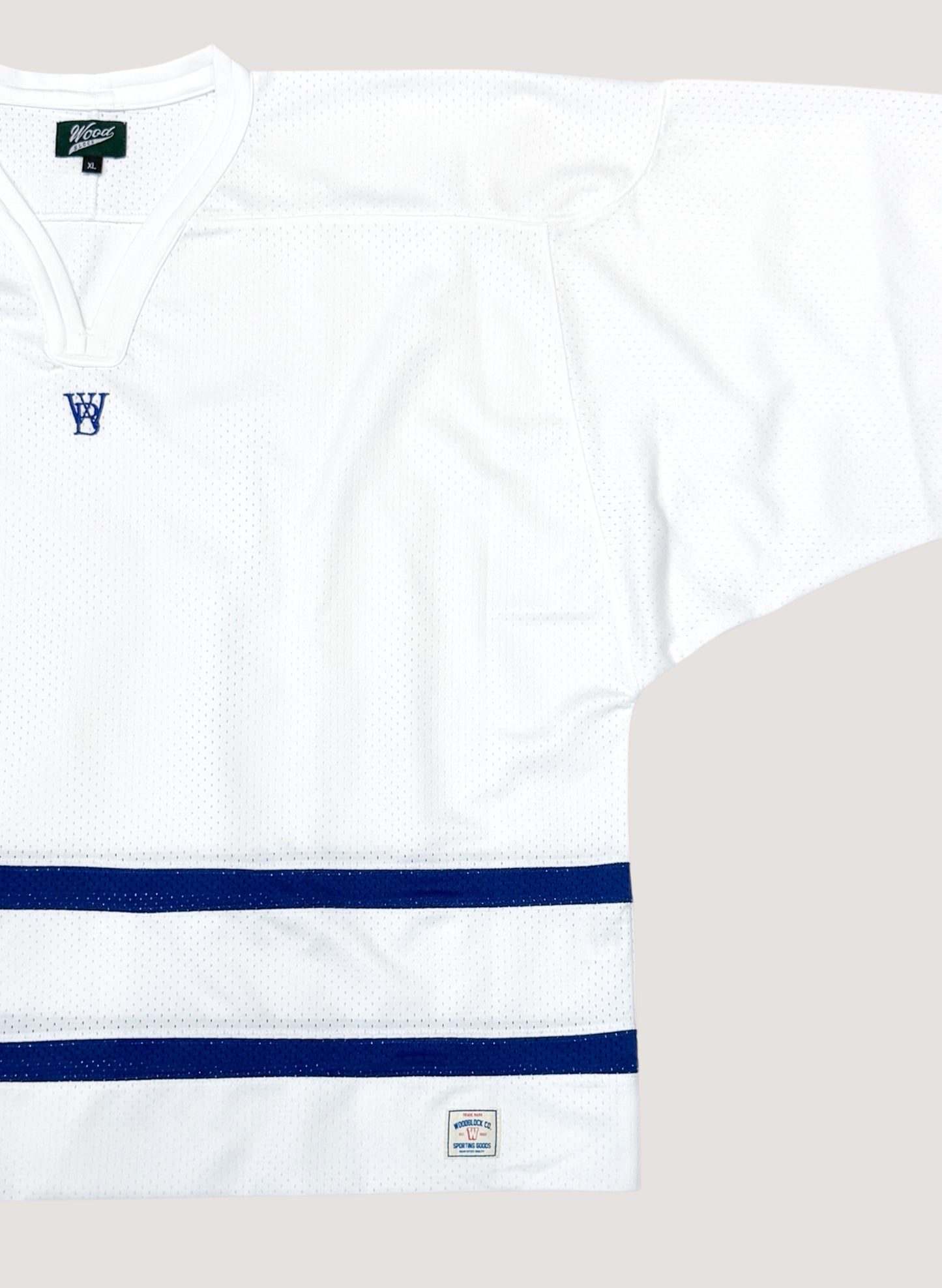 WOODBLOCK LS MESH HOCKEY JERSEY WHITE/BLUE (WB-26AW-001)