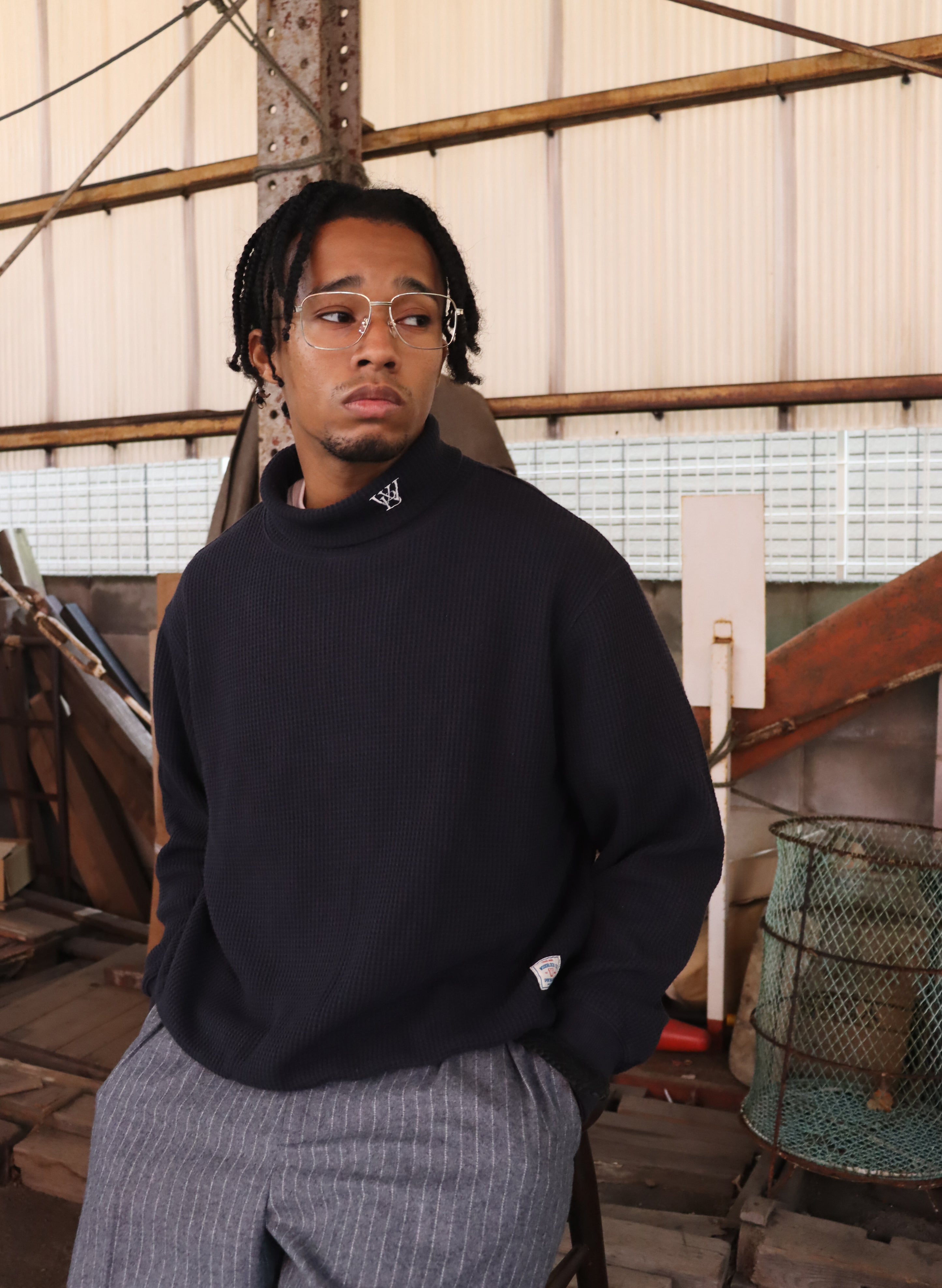 WOODBLOCK THERMAL TURTLE NECK NAVY (WB-25AW-010)