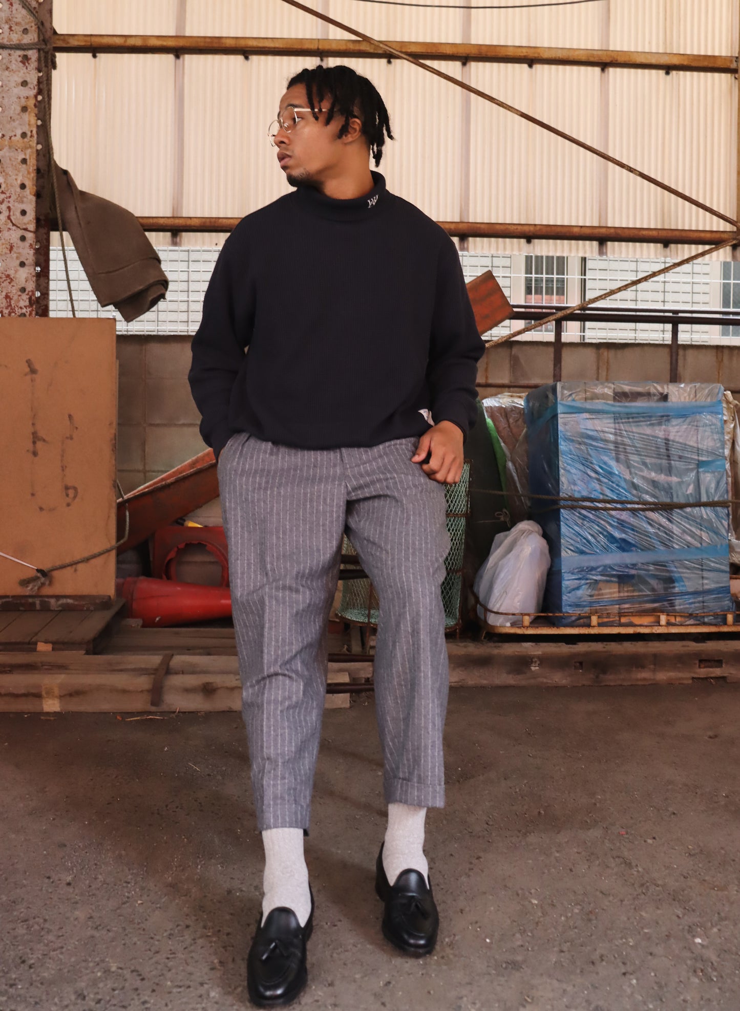 WOODBLOCK THERMAL TURTLE NECK NAVY (WB-25AW-010)