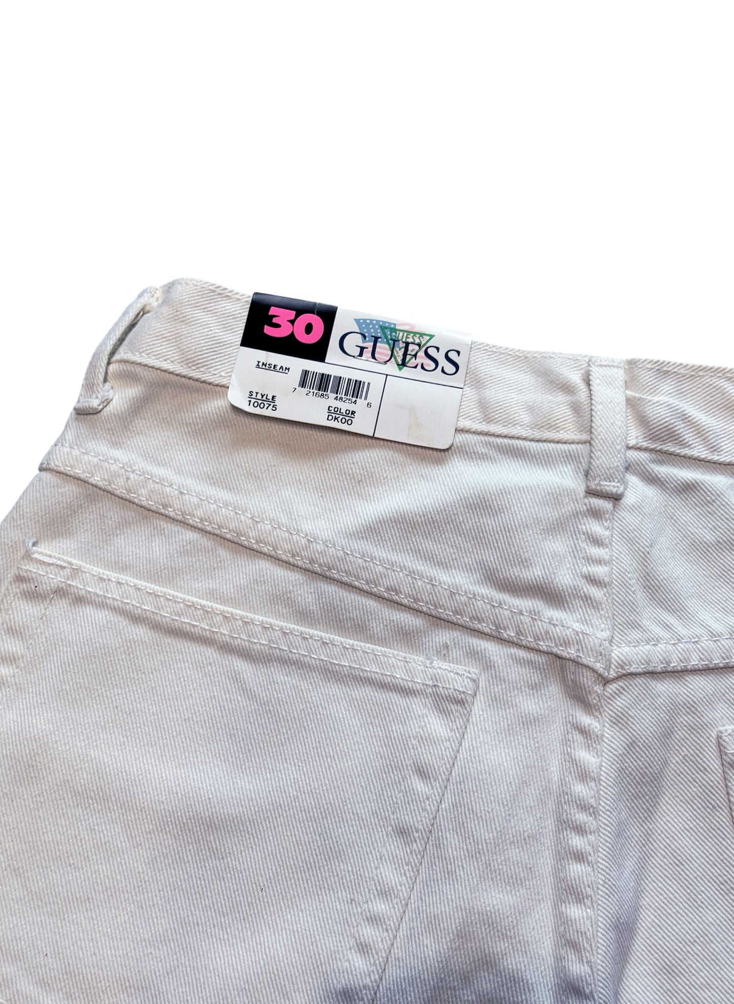(SUP-384) DEADSTOCK GUESS WHITE DENIM JORTS - MADE IN U.S.A. (w30)