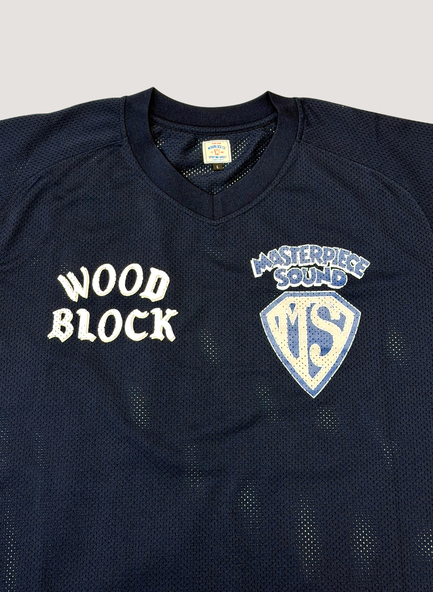 WOODBLOCK x MASTERPIECE SOUND V-NECK GAME SHIRT NAVY (WB-26SS-022)