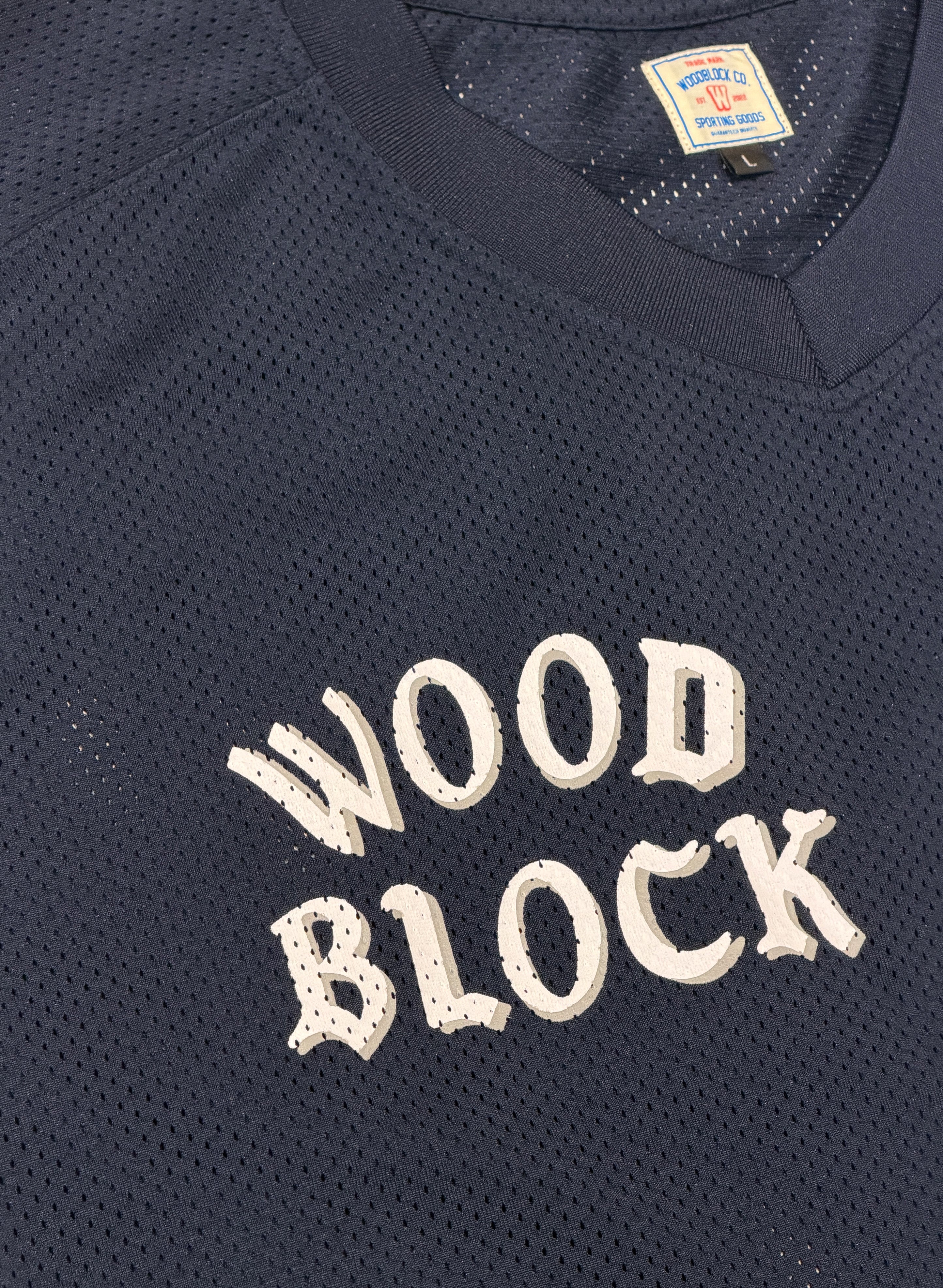 WOODBLOCK x MASTERPIECE SOUND V-NECK GAME SHIRT NAVY (WB-26SS-022)