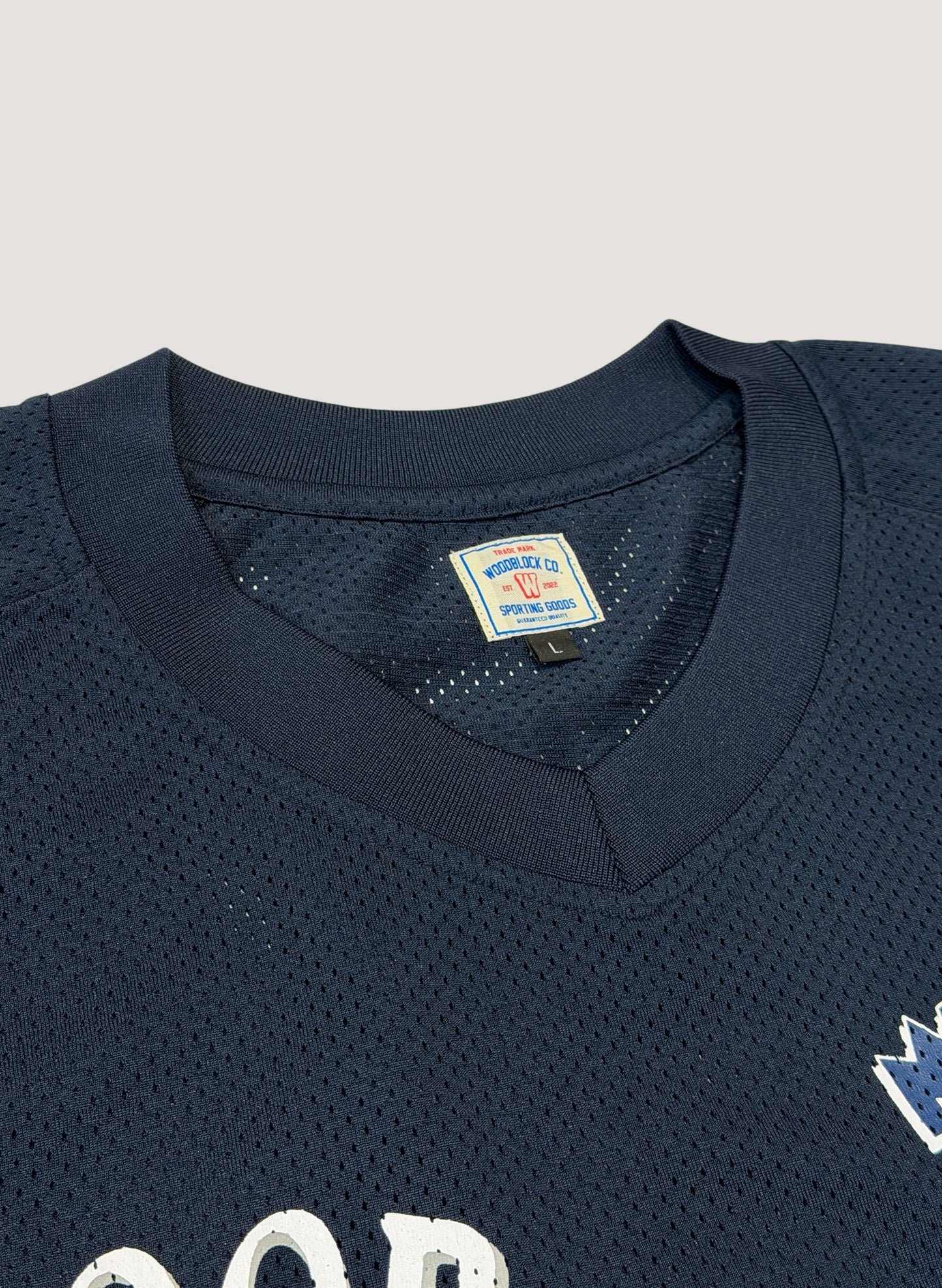 WOODBLOCK x MASTERPIECE SOUND V-NECK GAME SHIRT NAVY (WB-26SS-022)