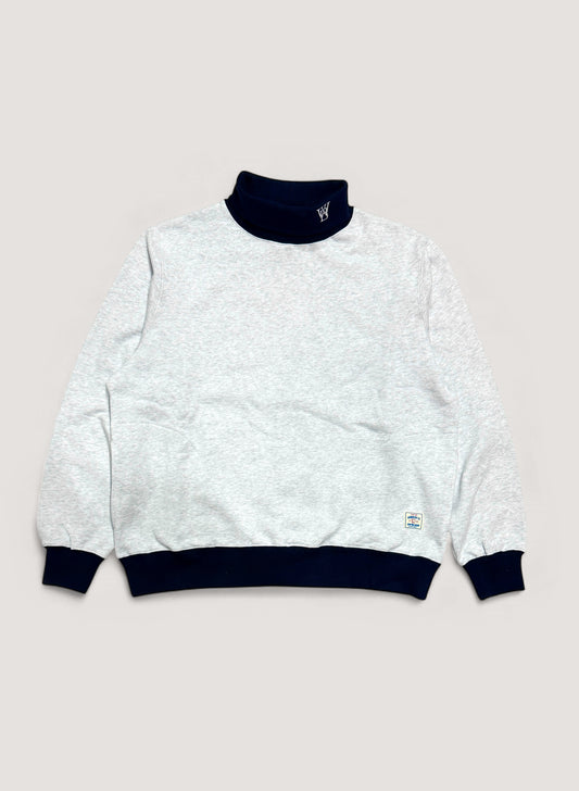 WOODBLOCK SWEAT TURTLE NECK ASH GREY/NAVY (WB-25SS-003)