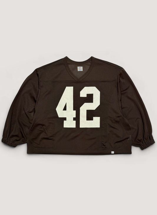 WOODBLOCK 42 MESH FOOTBALL LS SHIRT BROWN/WHITE (WB-25SS-004)