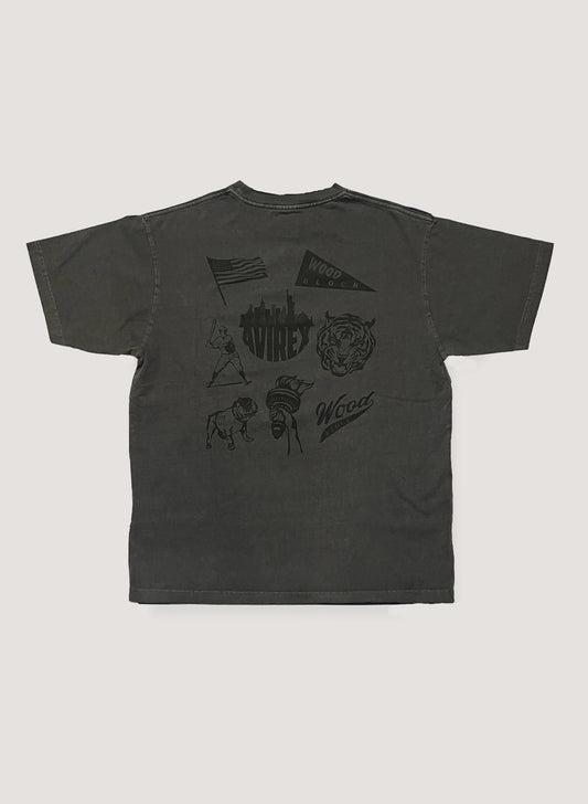 AVIREX x WOODBLOCK FADE WASH TEE  CHARCOAL(WB-23SS-A01)