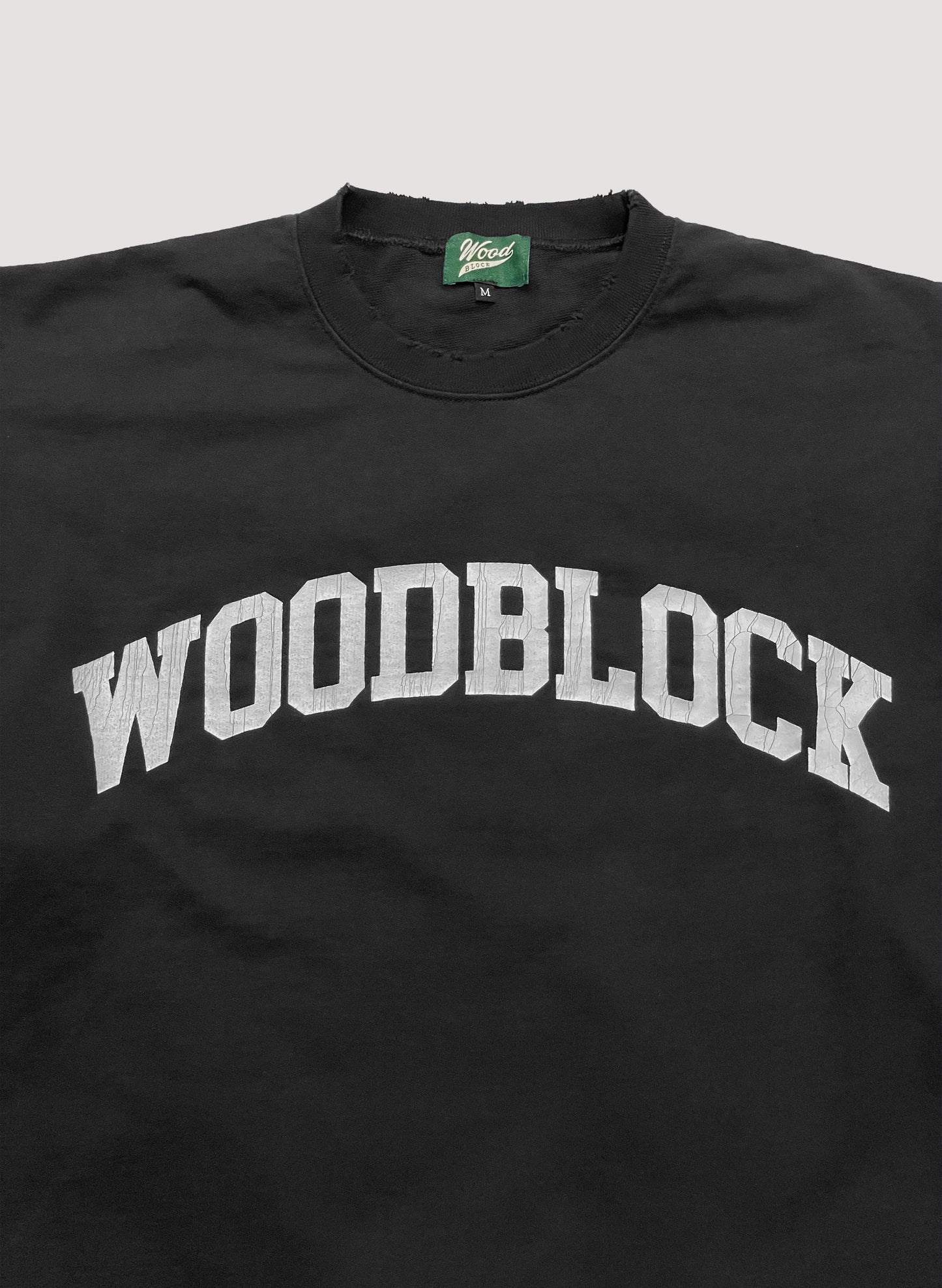 WOODBLOCK CUT OFF CREW NECK (23SS-006-BLACK)