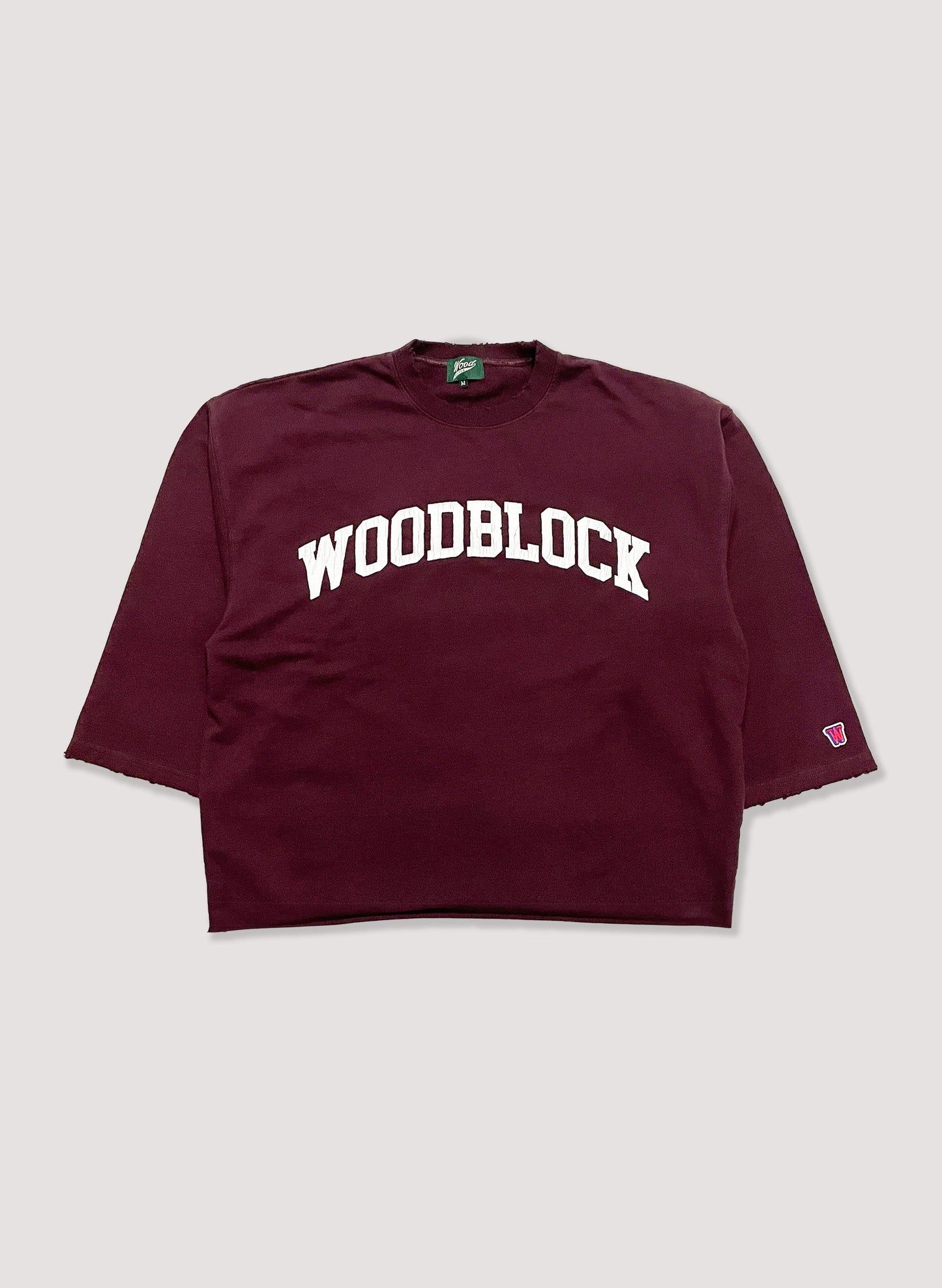 WOODBLOCK CUT OFF CREW NECK(23SS-006-BORDEAUX)