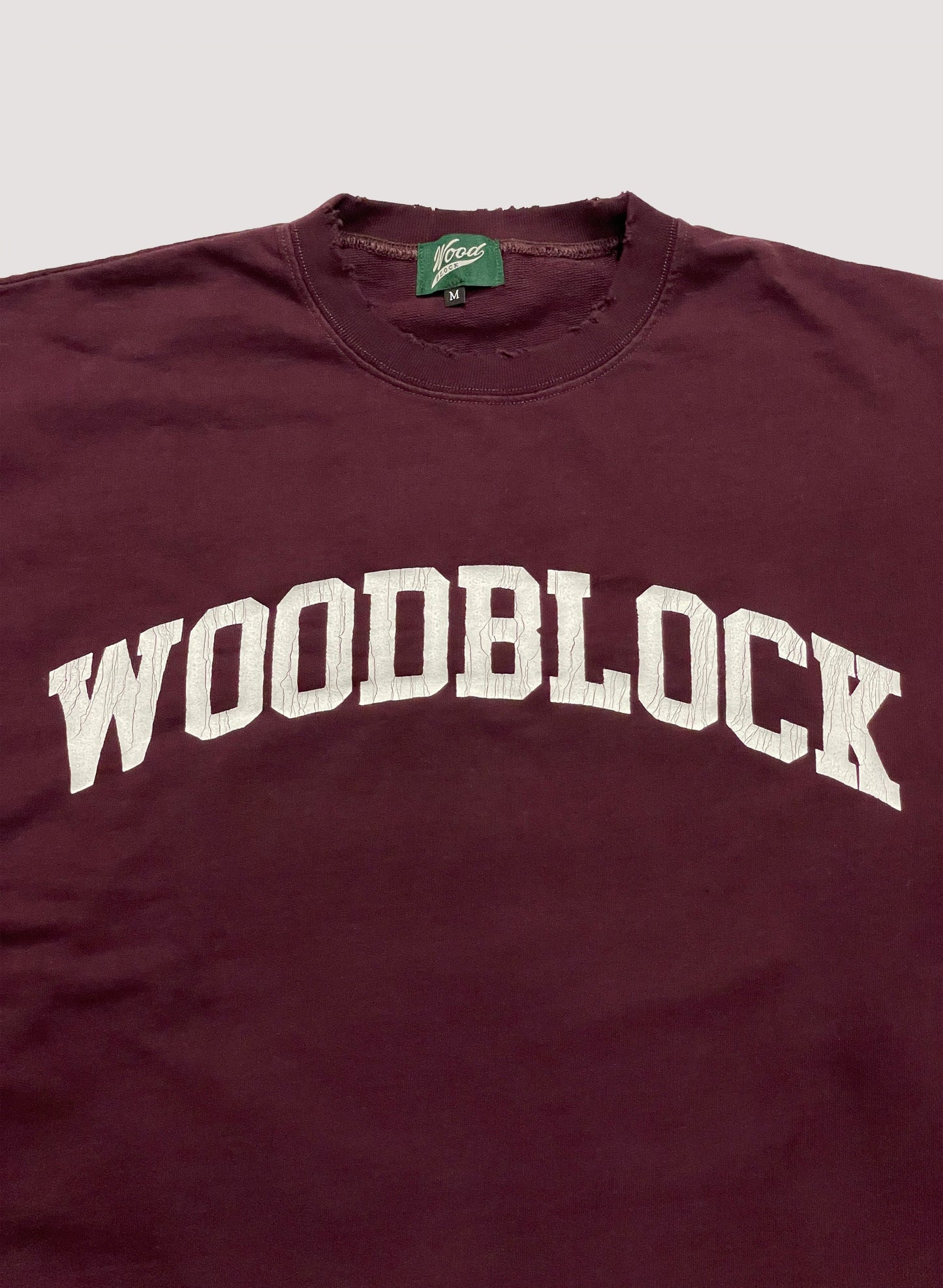 WOODBLOCK CUT OFF CREW NECK(23SS-006-BORDEAUX)