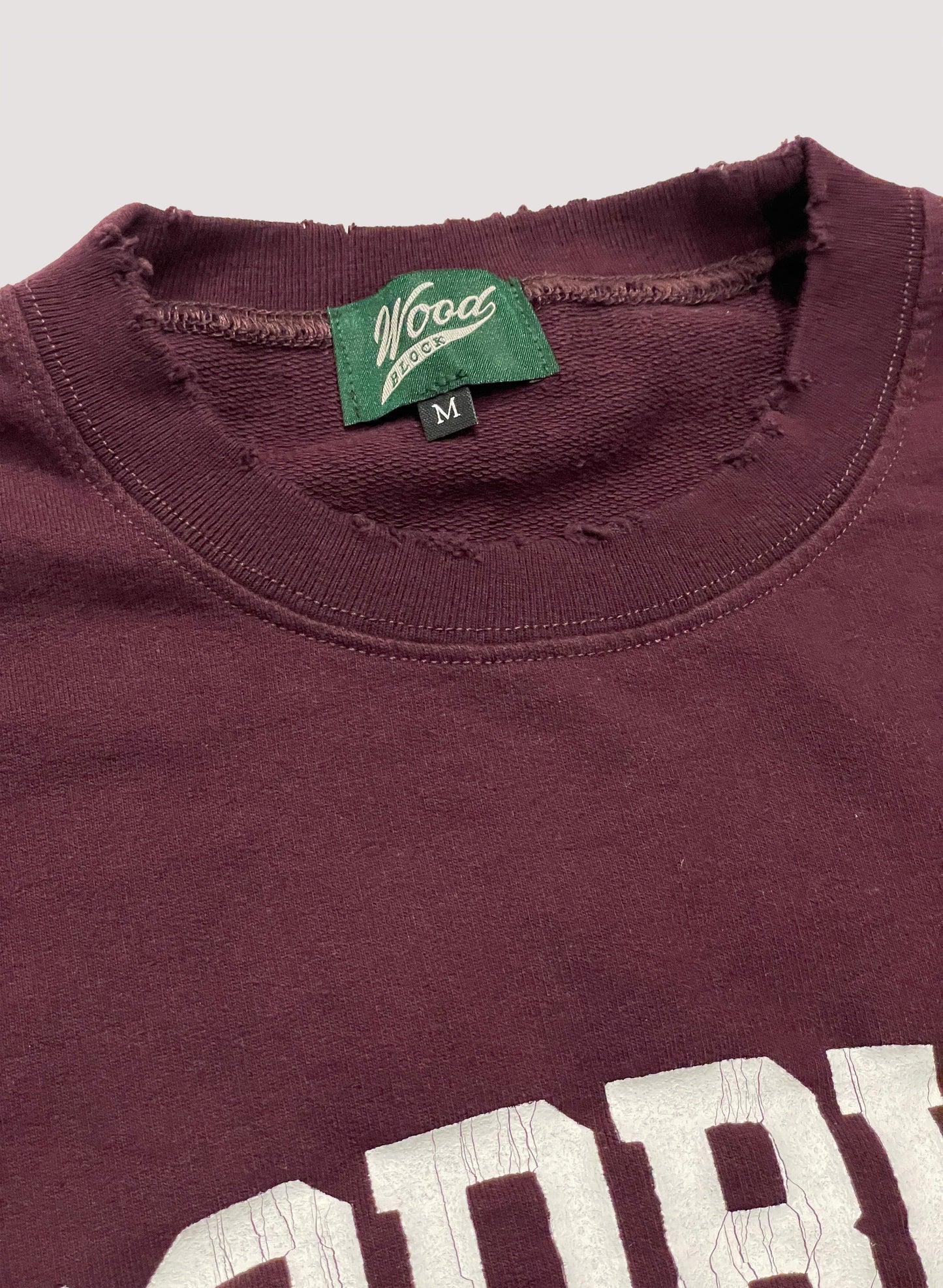 WOODBLOCK CUT OFF CREW NECK(23SS-006-BORDEAUX)