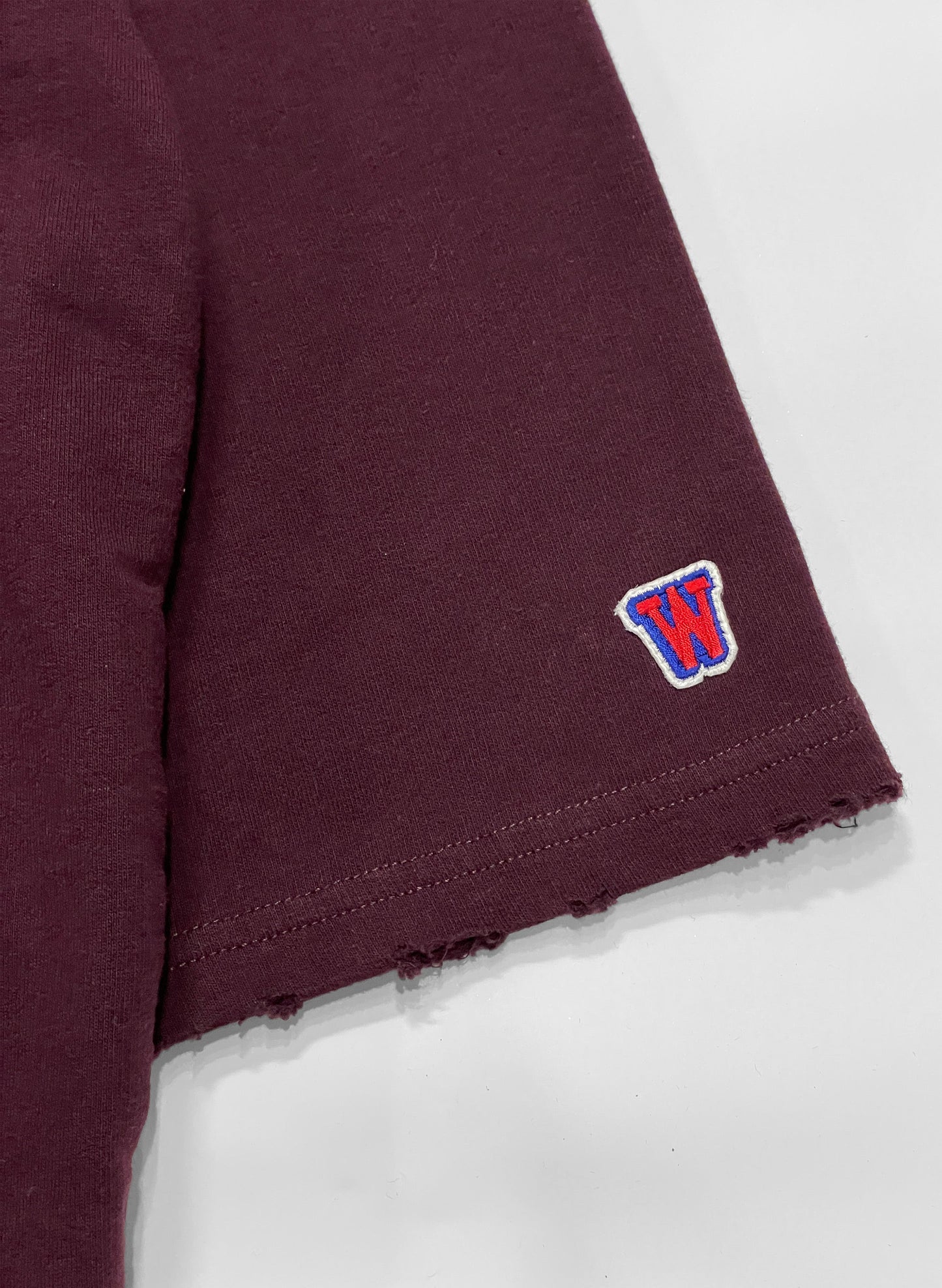 WOODBLOCK CUT OFF CREW NECK(23SS-006-BORDEAUX)